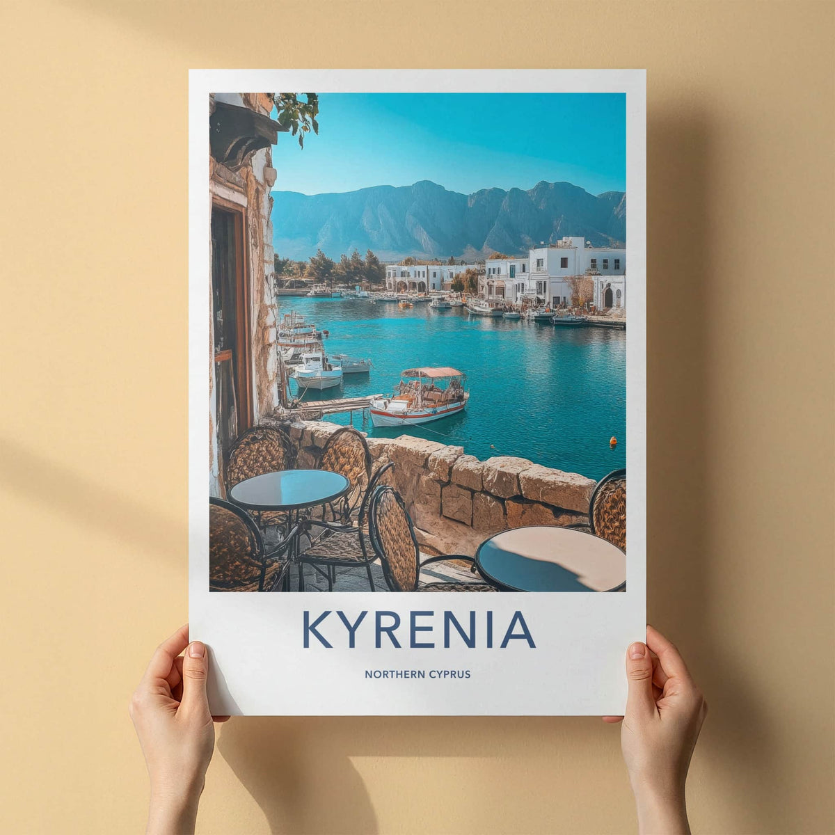 Kyrenia Poster - Northern Cyprus Travel Art - Balcony Harbor View Home Decor