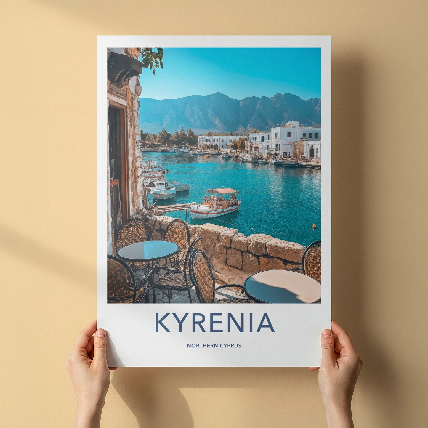 Kyrenia Poster - Northern Cyprus Travel Art - Balcony Harbor View Home Decor