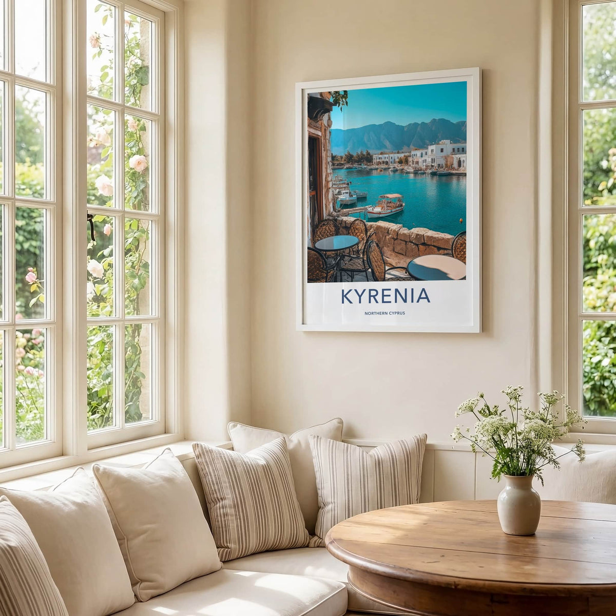 Kyrenia Poster - Northern Cyprus Travel Art - Balcony Harbor View Home Decor