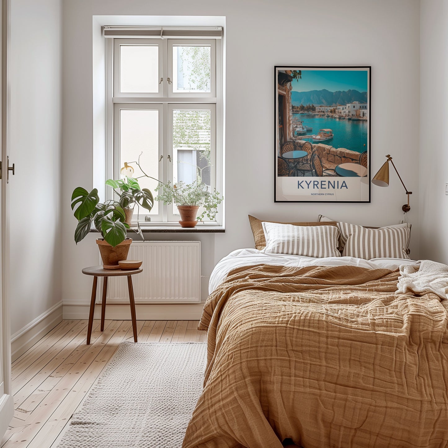 Kyrenia Poster - Northern Cyprus Travel Art - Balcony Harbor View Home Decor