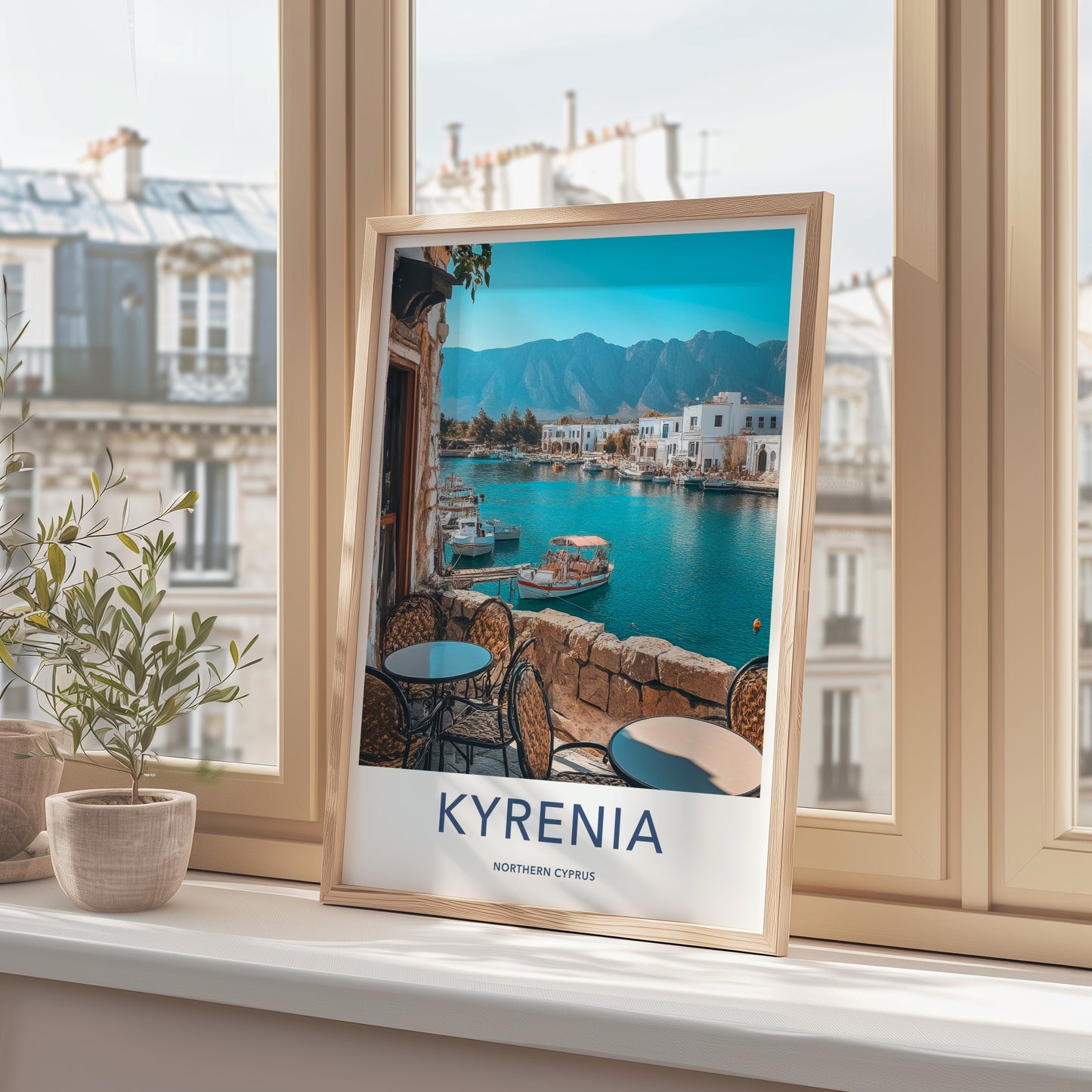 Kyrenia Poster - Northern Cyprus Travel Art - Balcony Harbor View Home Decor