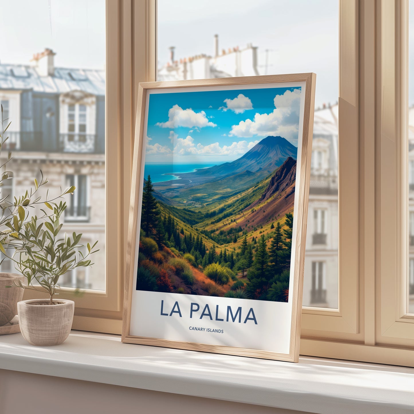 La Palma Poster - Spain Travel Art - Coastal Volcano Panorama Home Decor