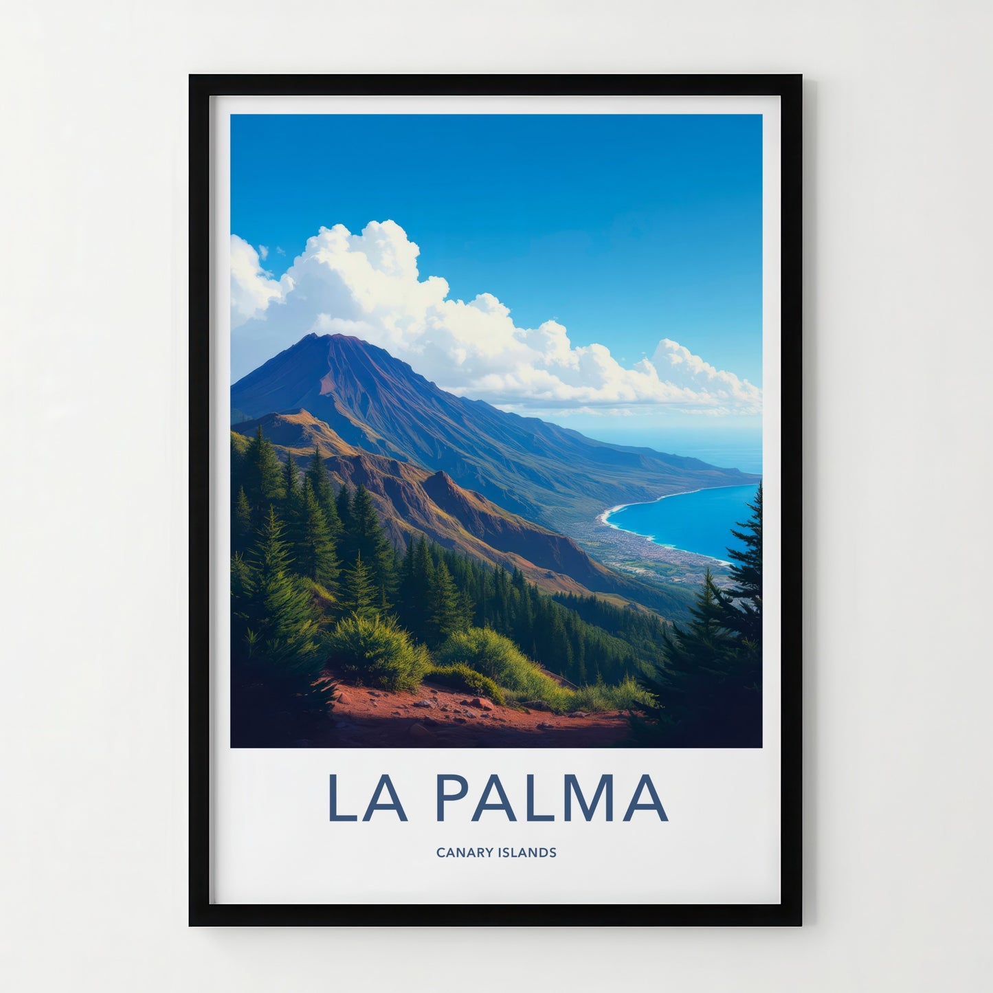 La Palma Poster - Spain Travel Art - Lush Volcanic Coast Wall Decor