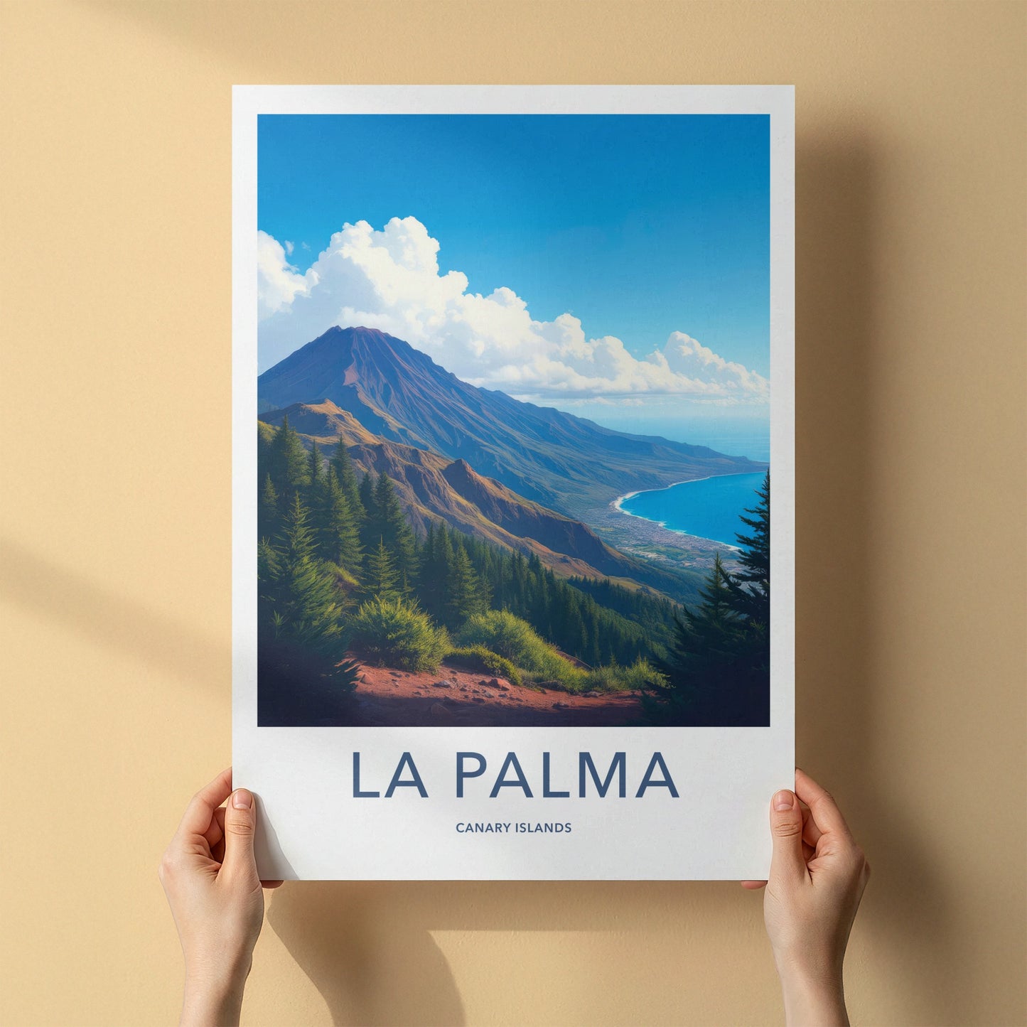 La Palma Poster - Spain Travel Art - Lush Volcanic Coast Wall Decor