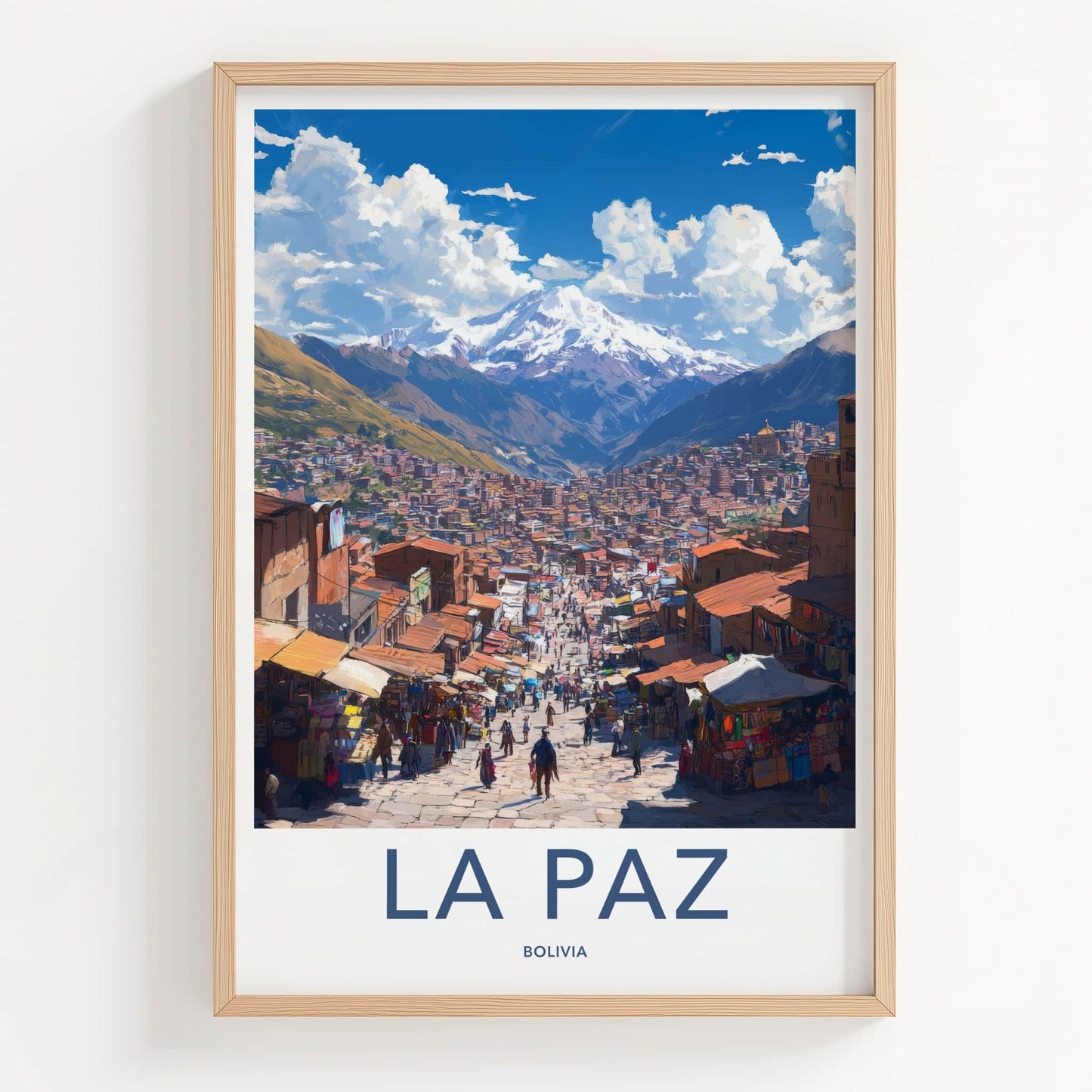 La Paz Poster - Bolivia Travel Art - Andean Cityscape Streets Home Decor
