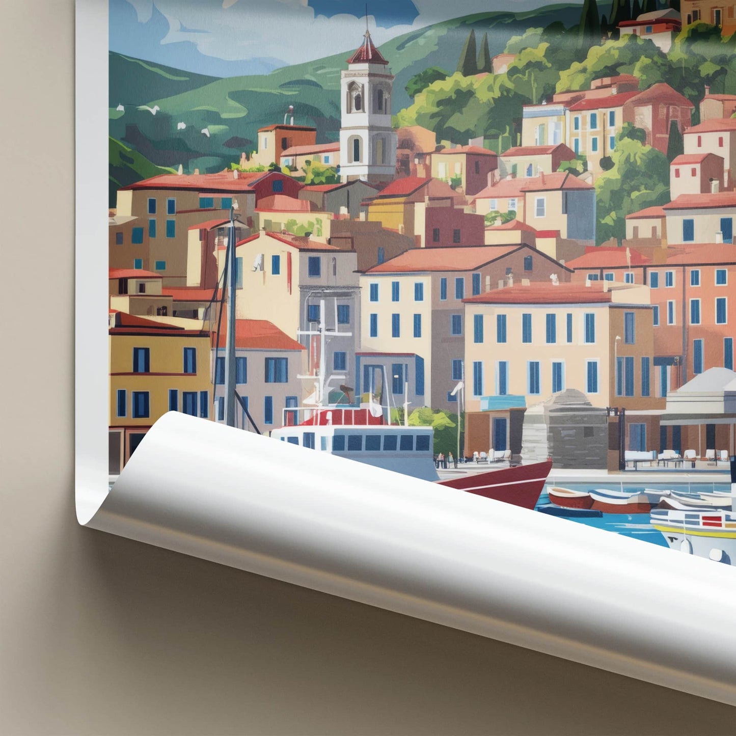 La Spezia Poster - Italy Travel Art - Boats Italian Coast Home Decor