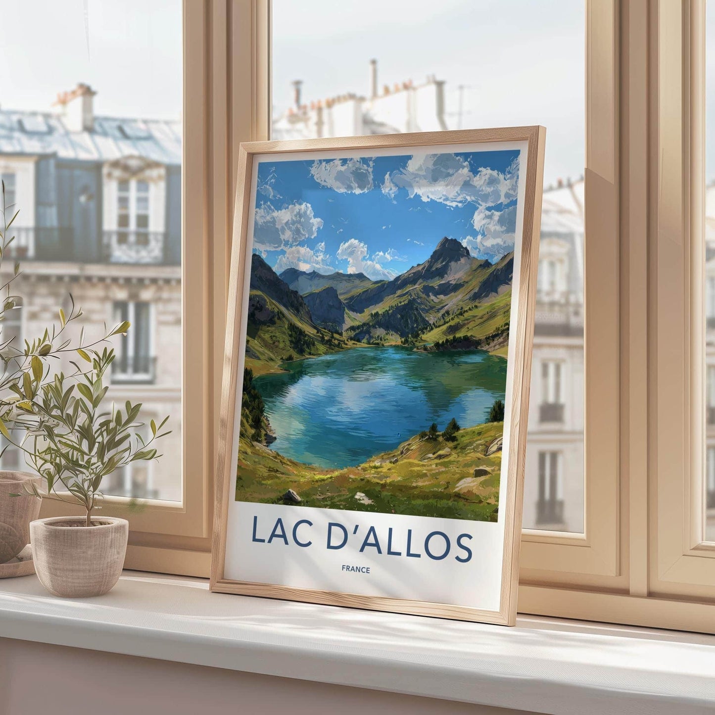Lac dAllos Poster - France Travel Art - Alpine Lake Panorama Wall Decor