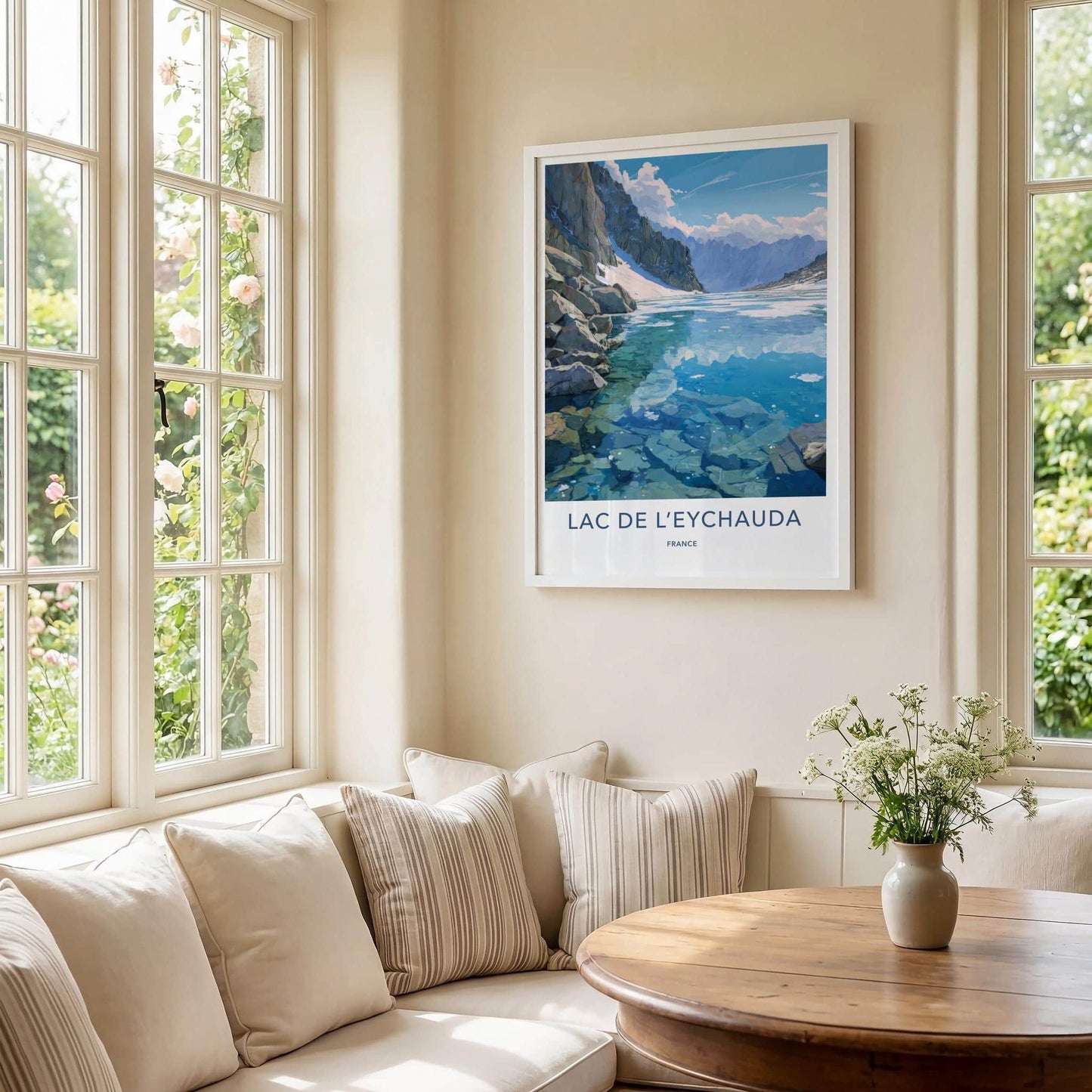 Lac De LEychauda Poster - France Travel Art - Clear Mountain Lake Home Decor