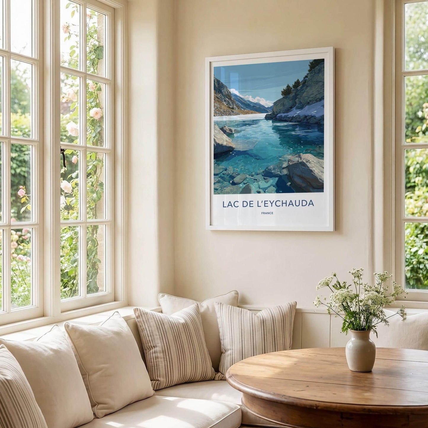 Lac De LEychauda Poster - France Travel Art - Clear Mountain Lake Home Decor