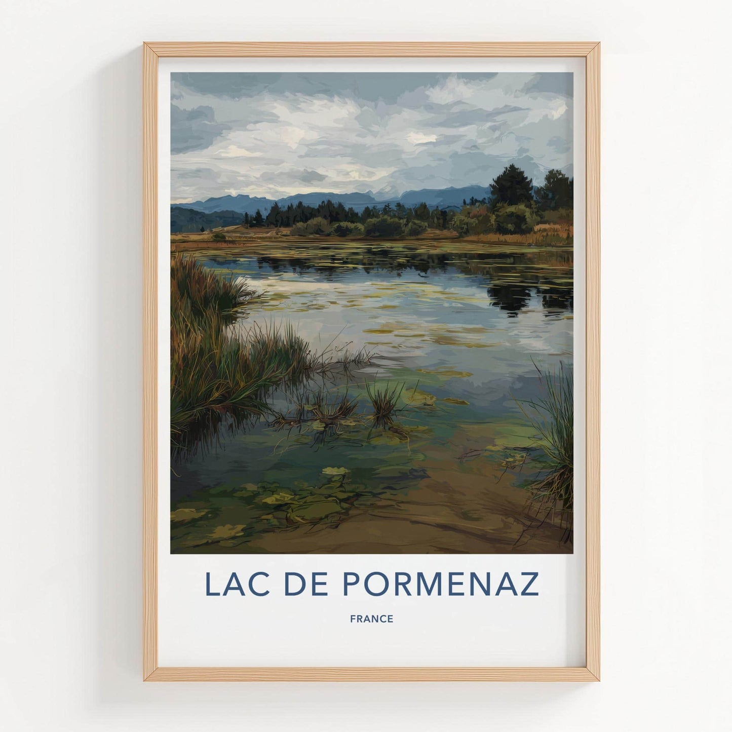 Lac De Pormenaz Poster - France Travel Art - Cloudy Lake Landscape Wall Decor