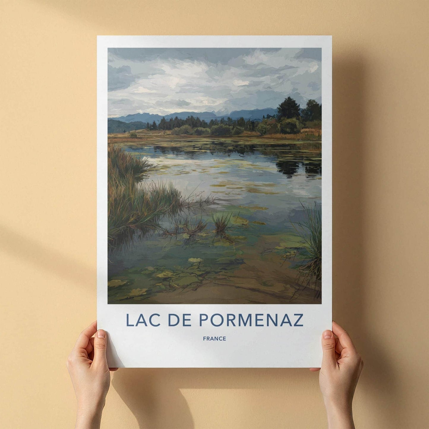 Lac De Pormenaz Poster - France Travel Art - Cloudy Lake Landscape Wall Decor