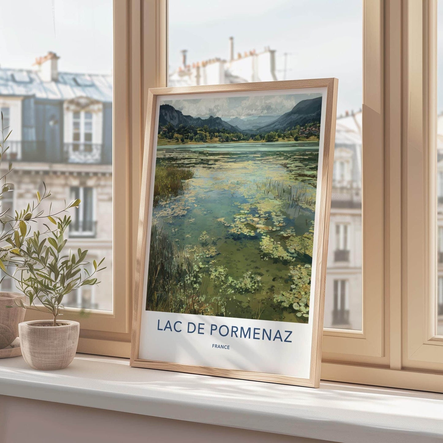 Lac De Pormenaz Poster - France Travel Art - Lilypad Mountain Lake Home Decor
