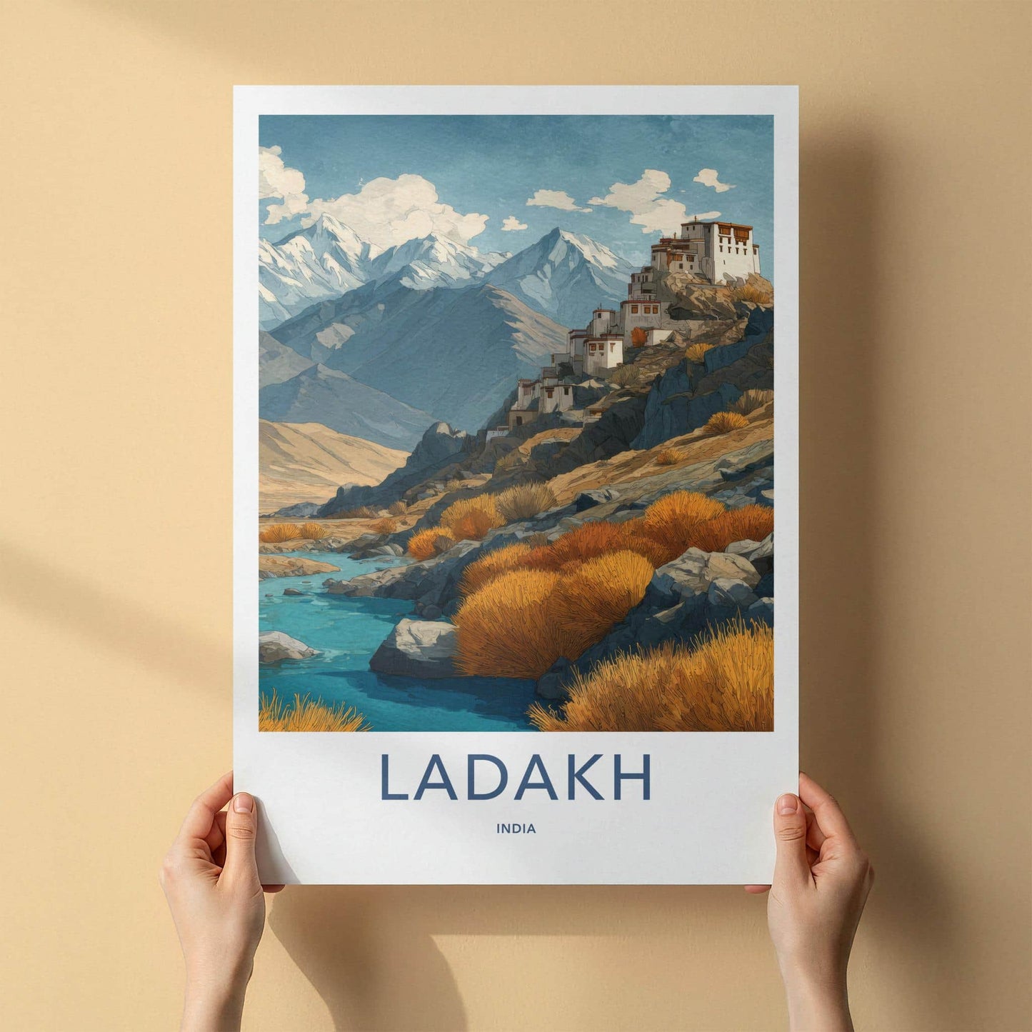 Ladakh Poster - India Framed Print - Ladakh Mountain Monastery Lounge Decor