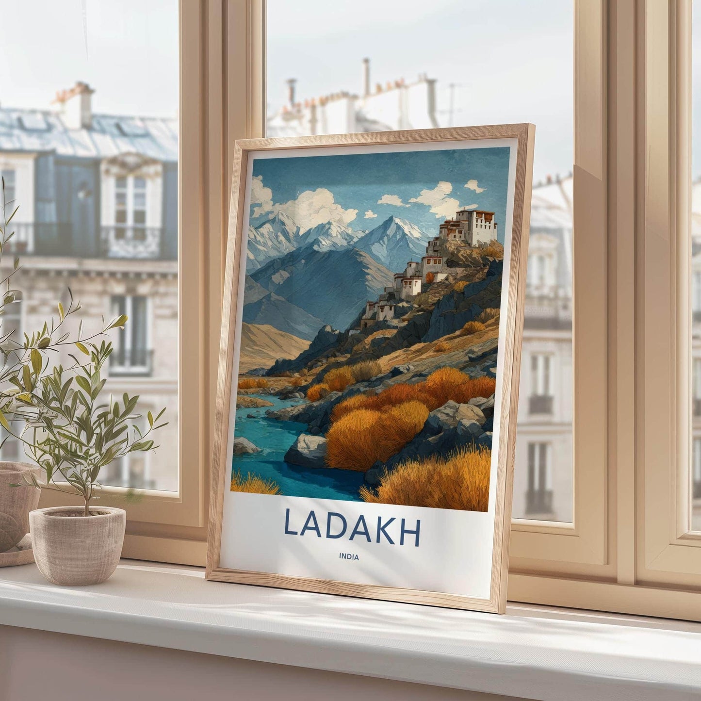 Ladakh Poster - India Framed Print - Ladakh Mountain Monastery Lounge Decor