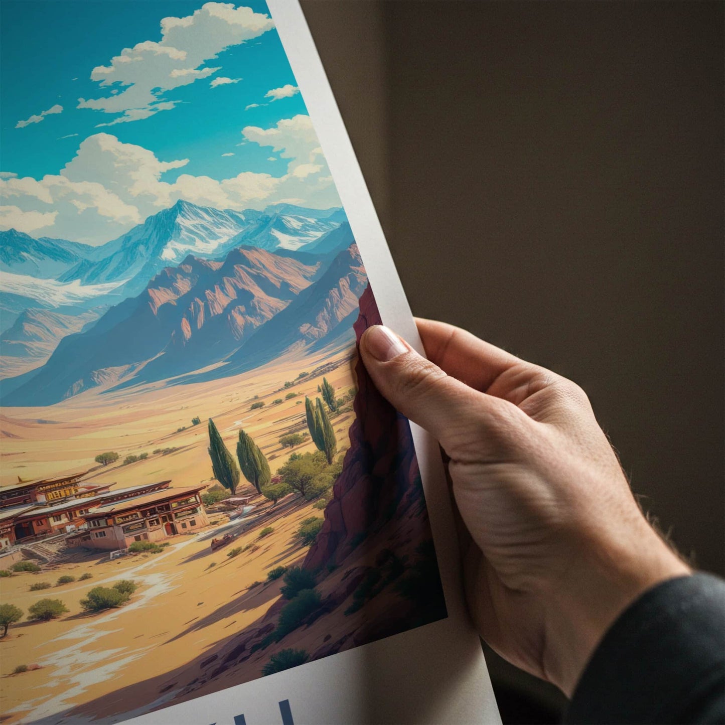 Ladakh Poster - India Travel Art - Ladakh Arid Valley Temple Home Decor