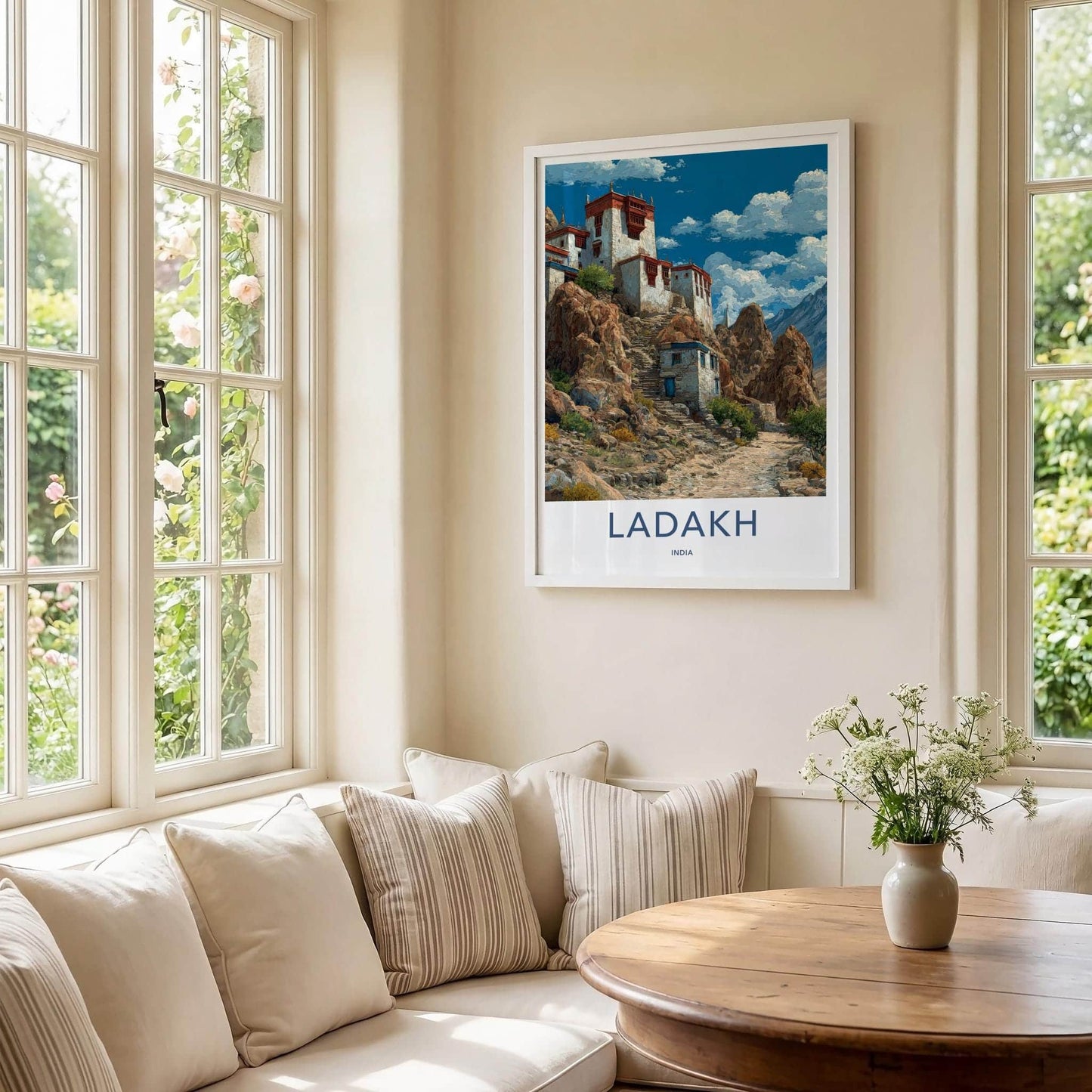 Ladakh Poster - India Travel Art - Ladakh Cliffside Temple Home Decor