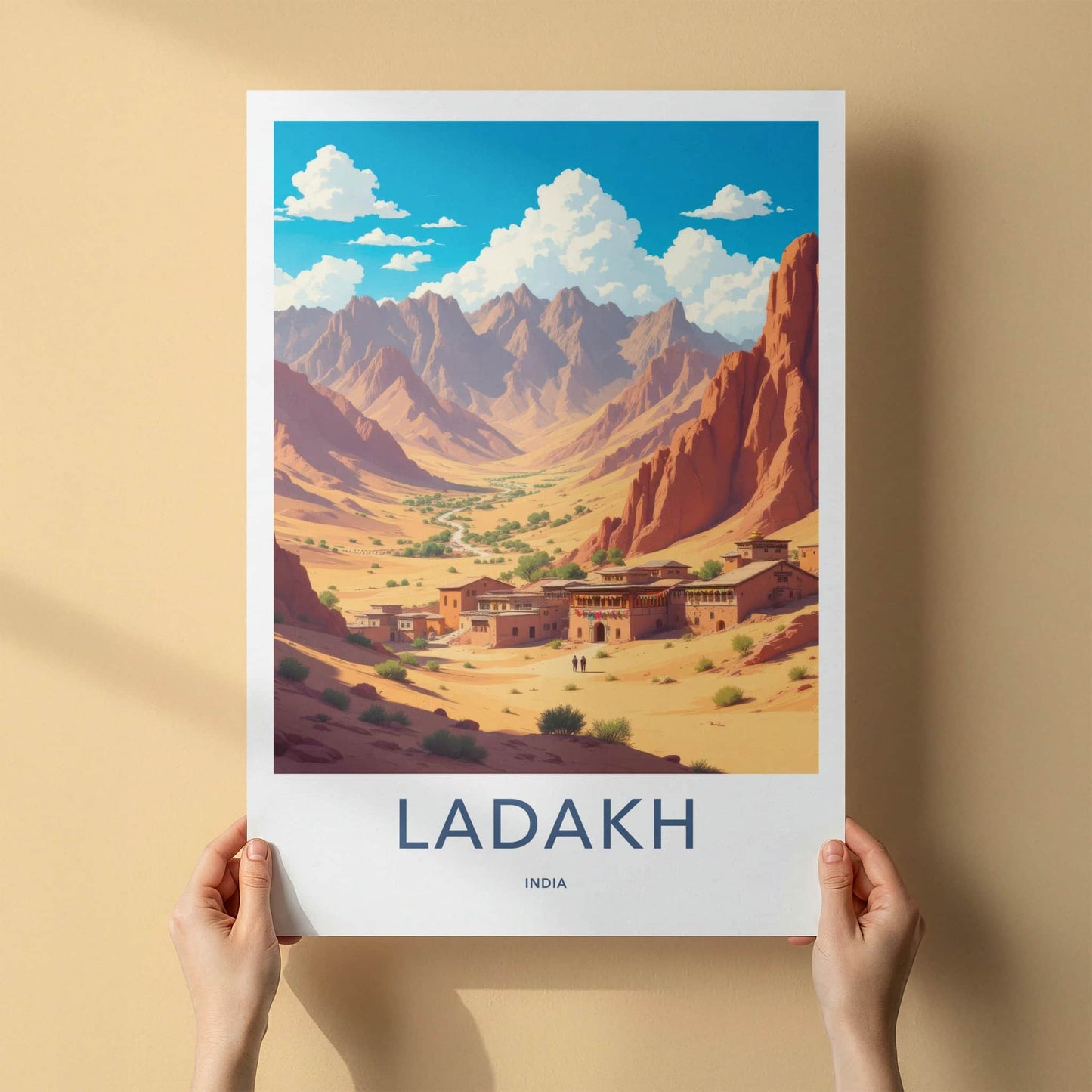 Ladakh Poster - India Travel Art - Ladakh Desert Village Home Decor