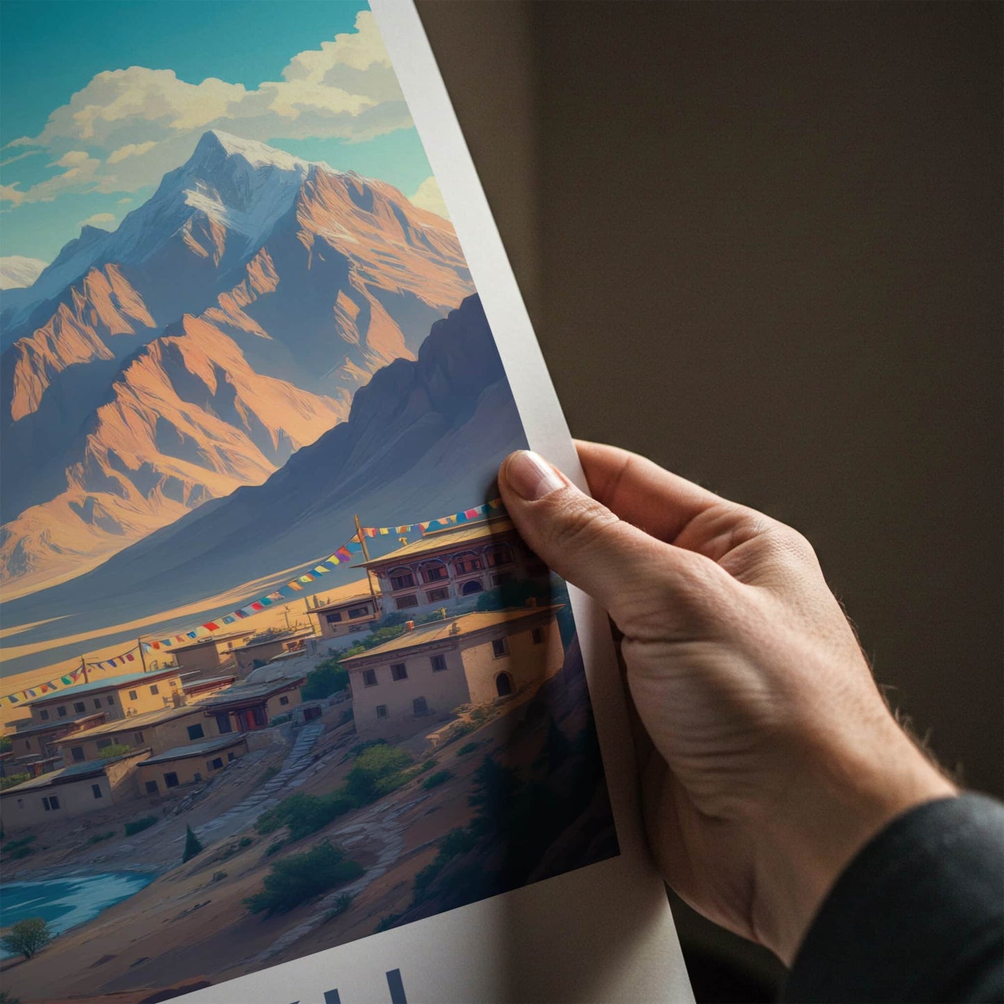 Ladakh Poster - India Travel Art - Ladakh River Village Home Decor