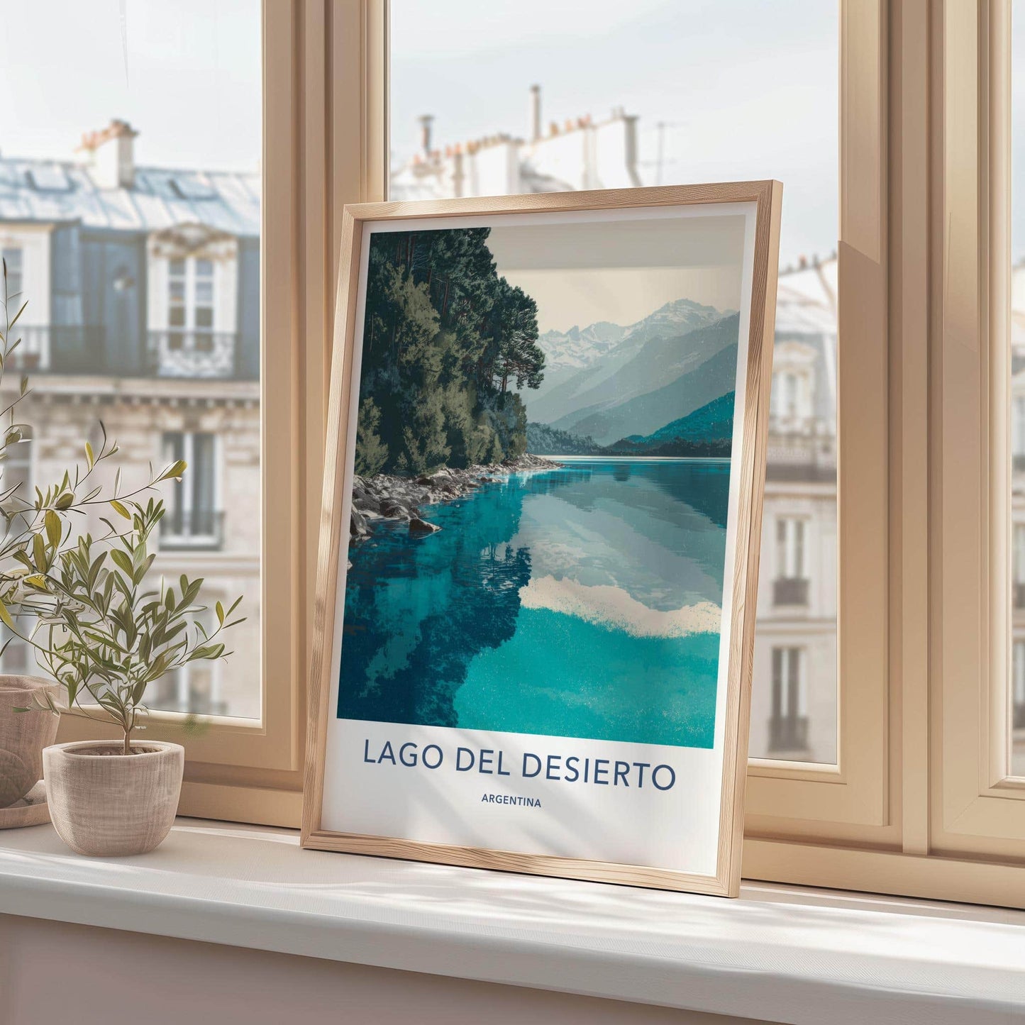 Lago del Desierto Poster - Argentina Travel Art - Clear Lake Mountains Home Decor
