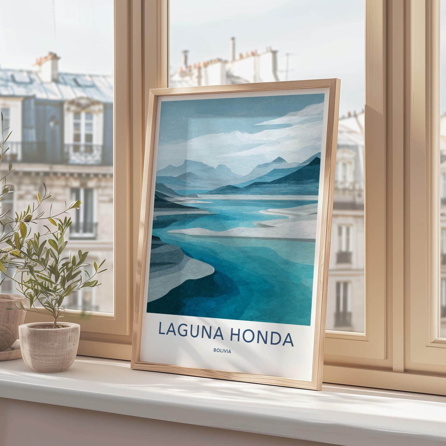 Laguna Honda Poster - Bolivia Travel Art - Turquoise Lake Mountains Home Decor