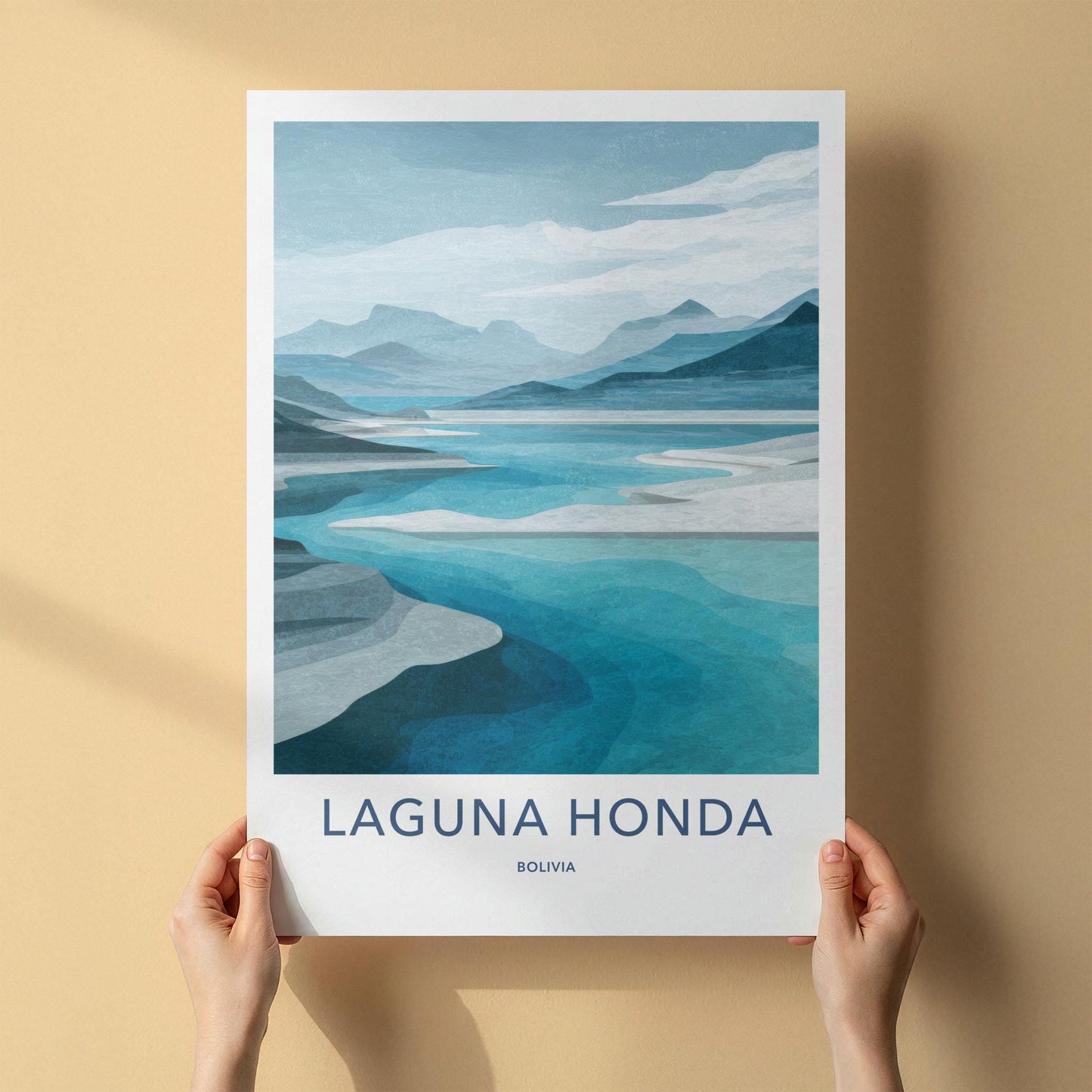 Laguna Honda Poster - Bolivia Travel Art - Turquoise Lake Mountains Home Decor