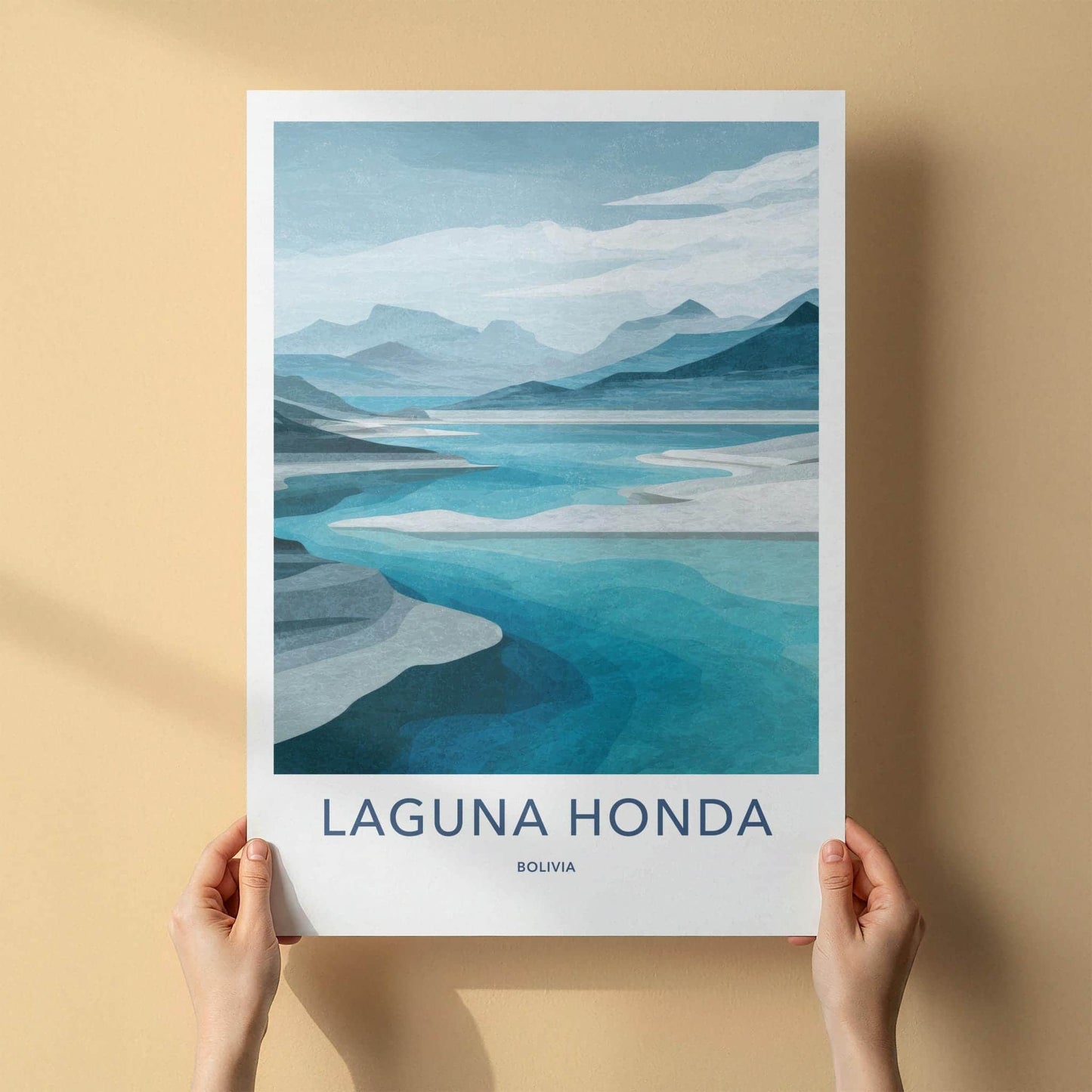 Laguna Honda Poster - Bolivia Travel Art - Turquoise Lake Mountains Home Decor