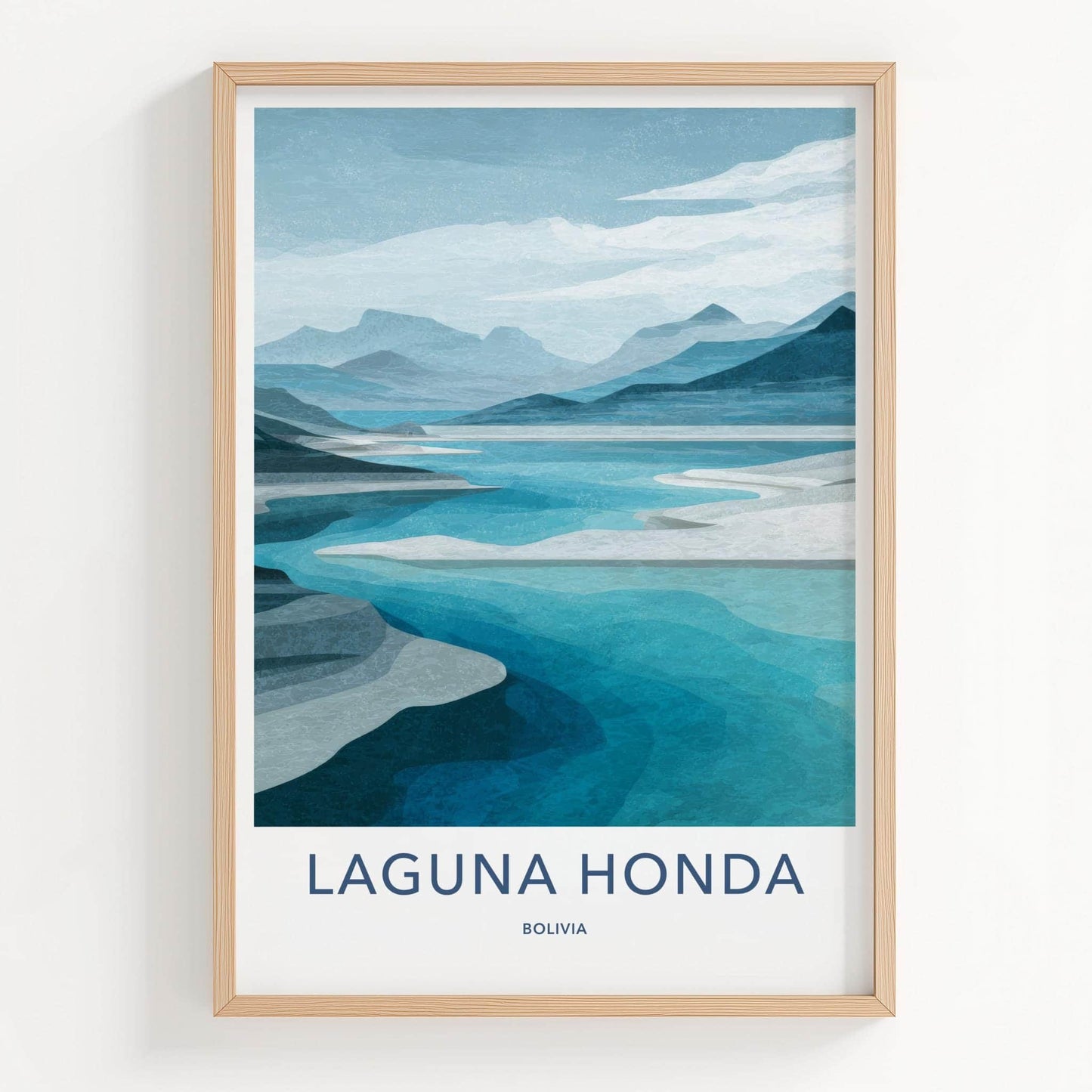 Laguna Honda Poster - Bolivia Travel Art - Turquoise Lake Mountains Home Decor