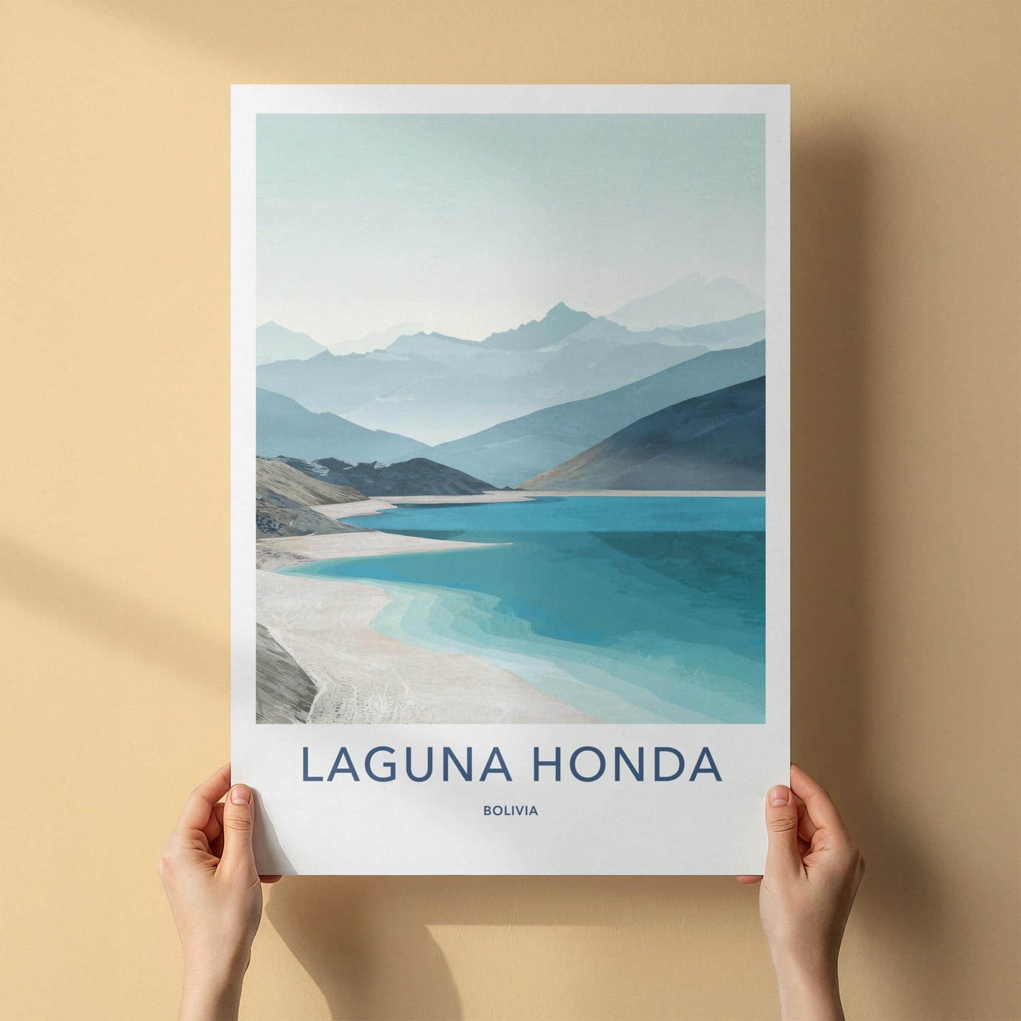 Laguna Honda Poster - Bolivia Travel Art - Turquoise Lake Shores Home Decor