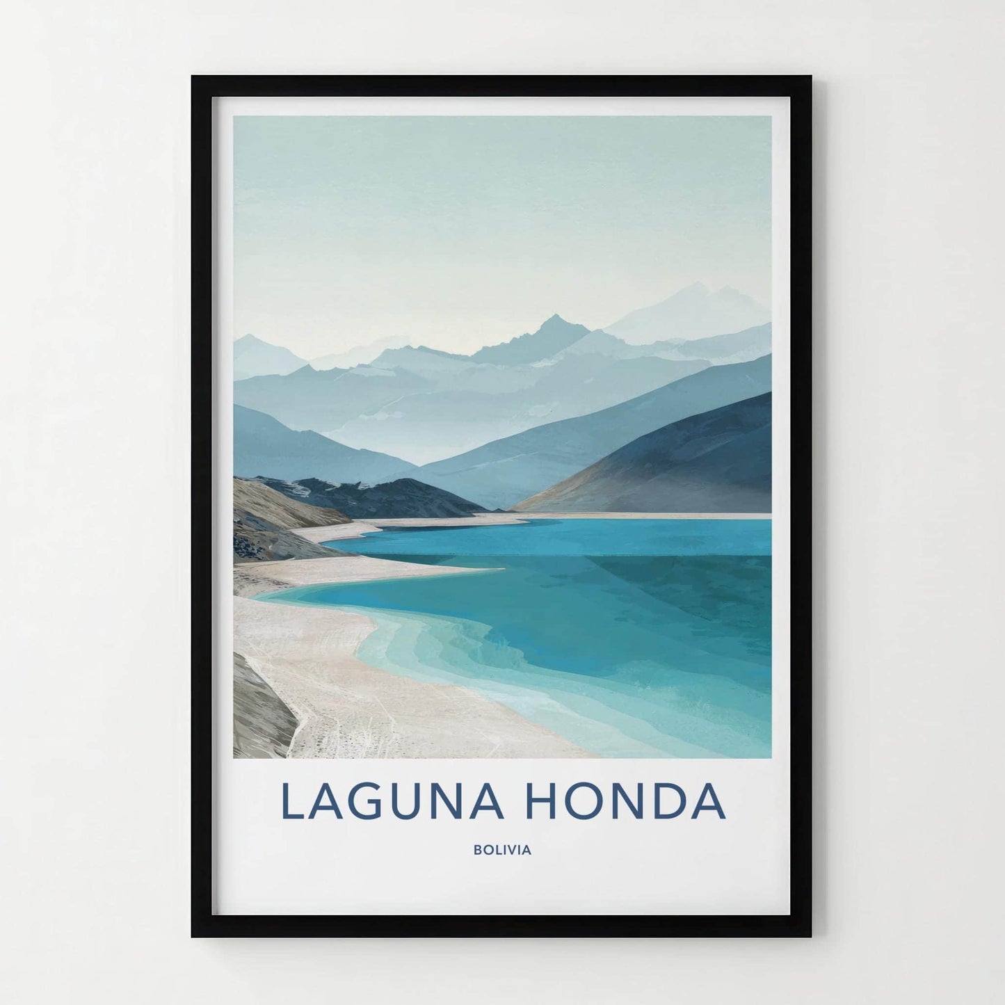 Laguna Honda Poster - Bolivia Travel Art - Turquoise Lake Shores Home Decor
