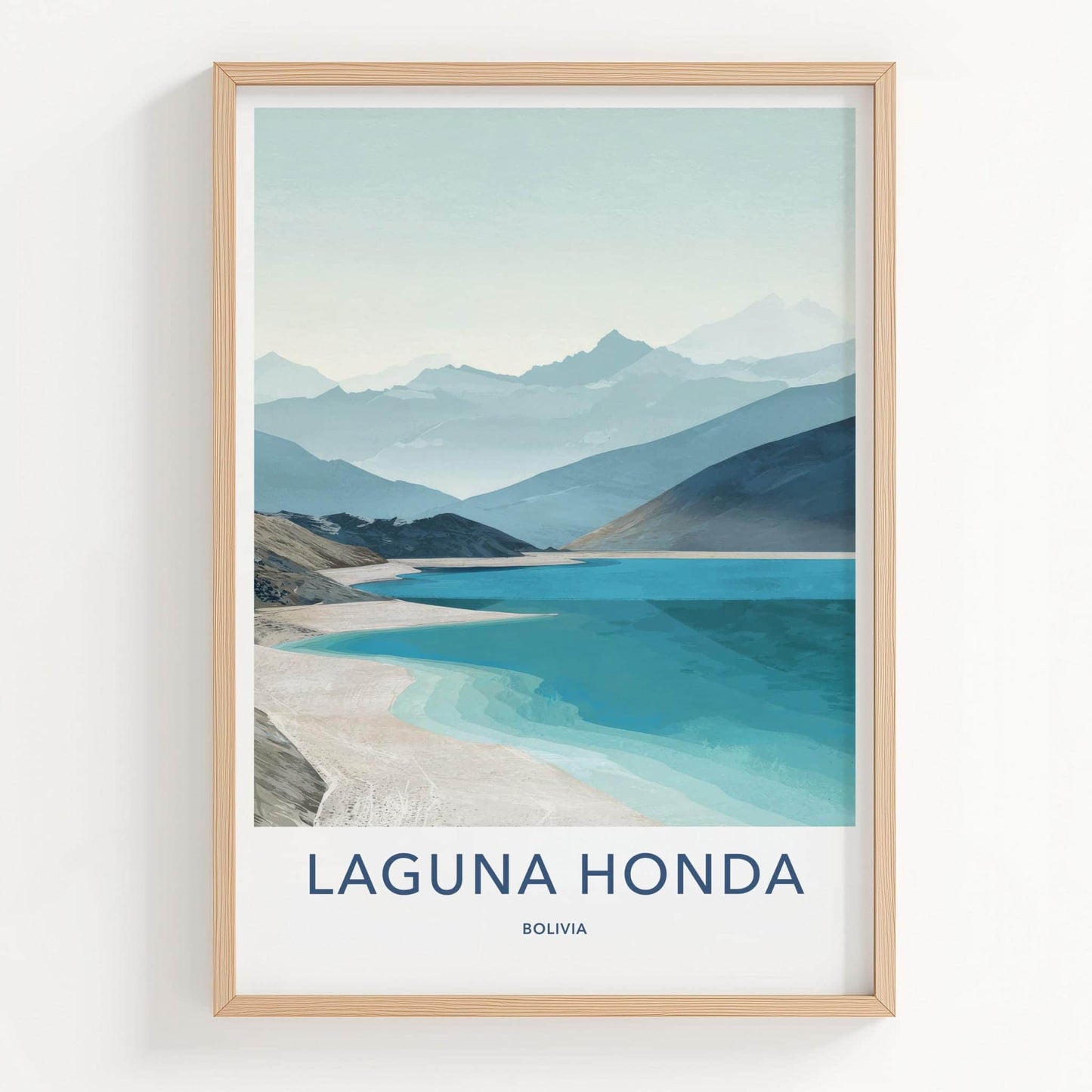 Laguna Honda Poster - Bolivia Travel Art - Turquoise Lake Shores Home Decor