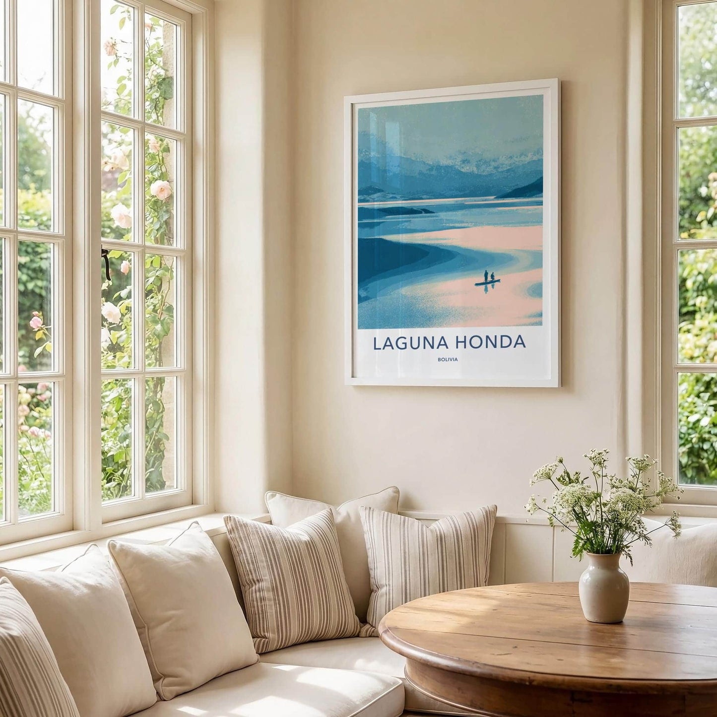 Laguna Honda Poster - Bolivia Travel Art - Two Kayakers Water Home Decor