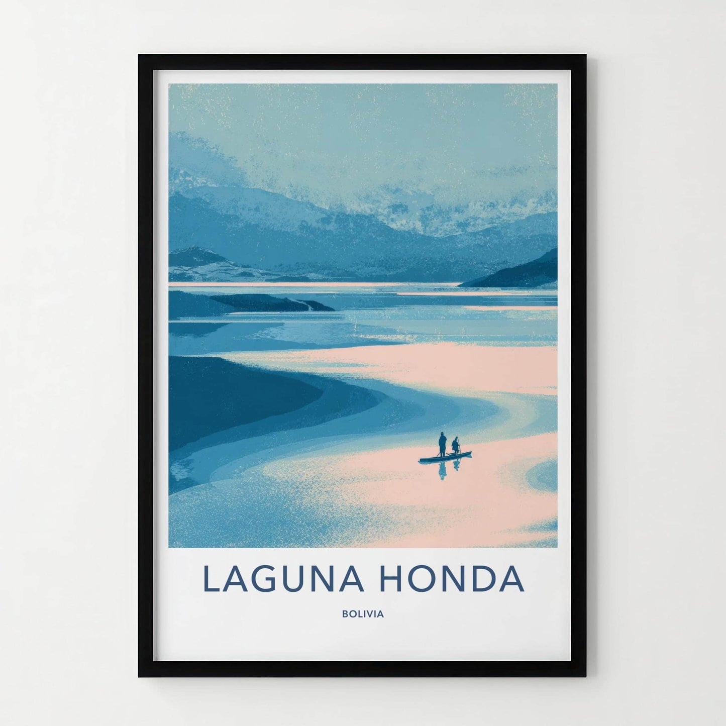 Laguna Honda Poster - Bolivia Travel Art - Two Kayakers Water Home Decor