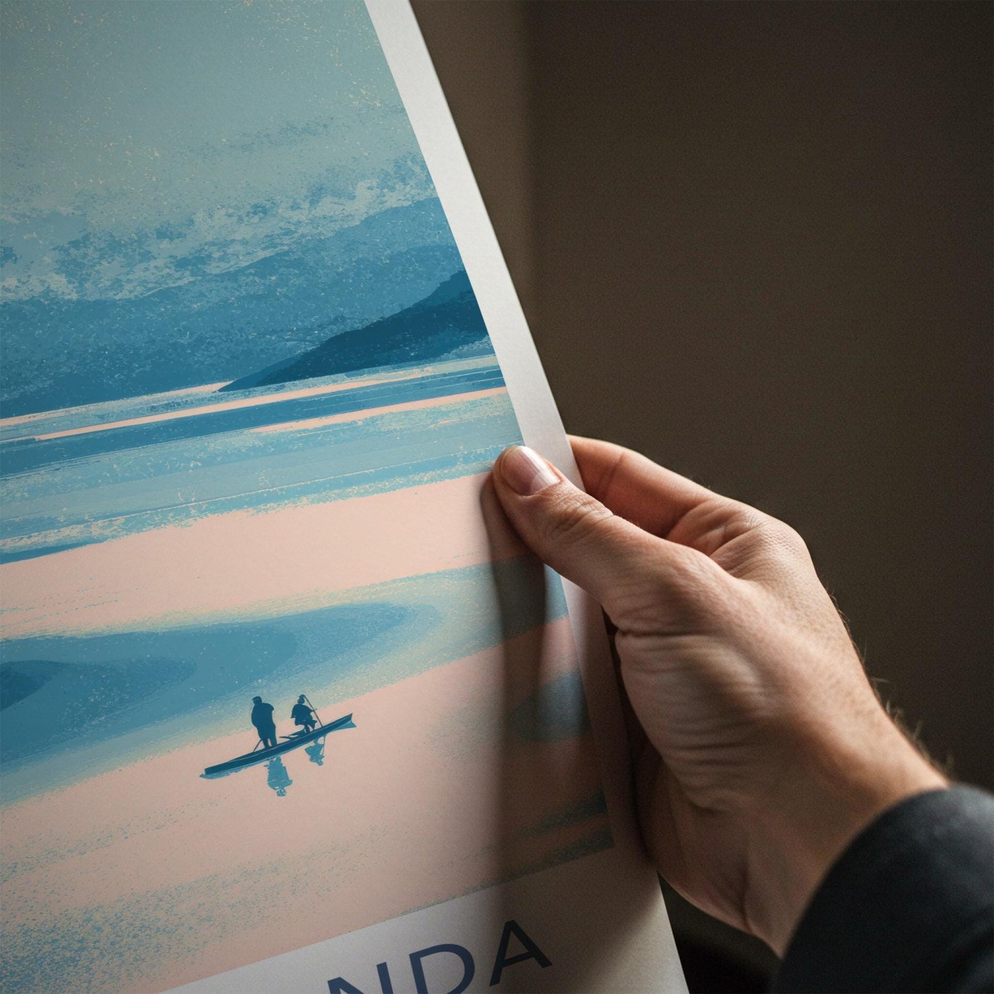 Laguna Honda Poster - Bolivia Travel Art - Two Kayakers Water Home Decor