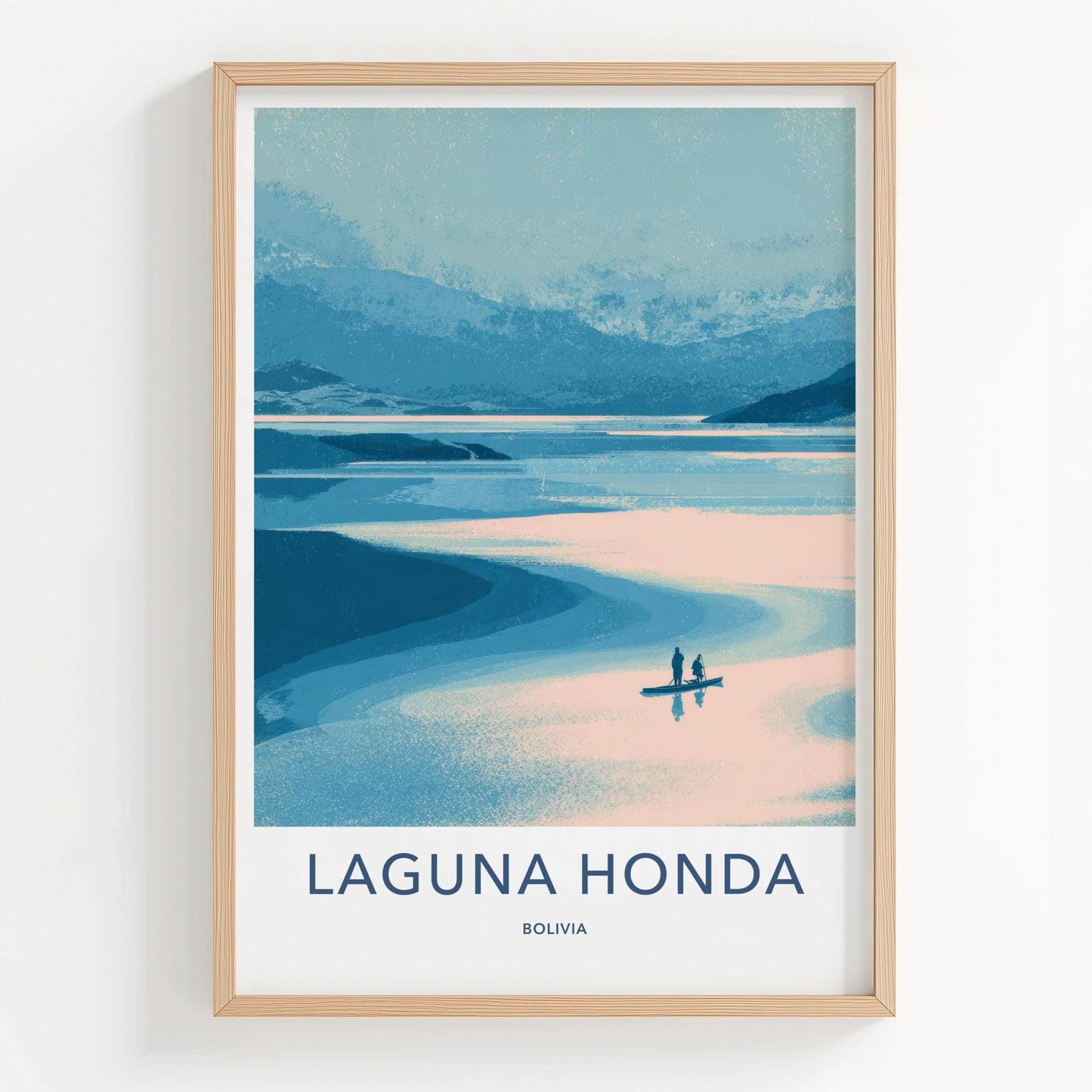 Laguna Honda Poster - Bolivia Travel Art - Two Kayakers Water Home Decor