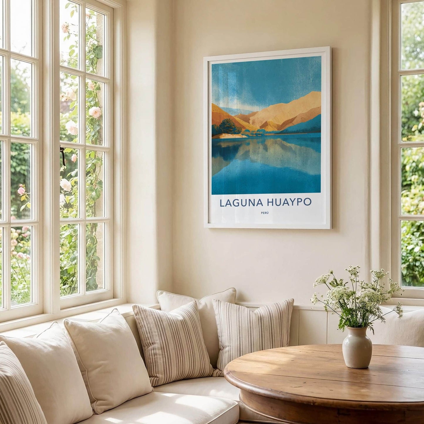 Laguna Huaypo Poster - Peru Travel Art - Mountain Lake Reflection Home Decor
