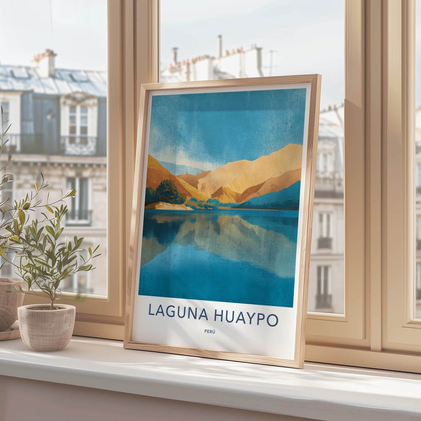 Laguna Huaypo Poster - Peru Travel Art - Mountain Lake Reflection Home Decor