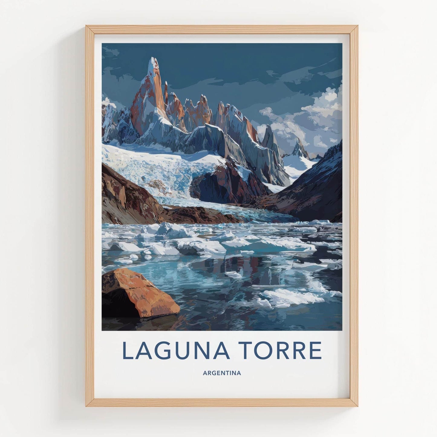 Laguna Torre Poster - Argentina Travel Art - Glacier Lake Icebergs Home Decor