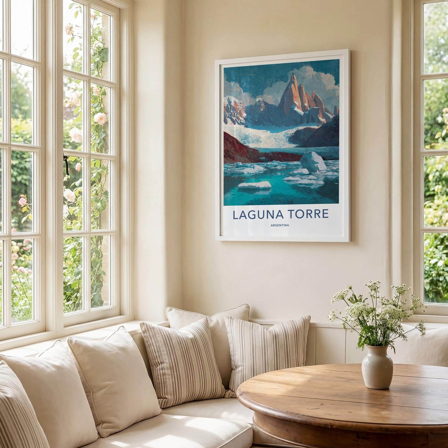 Laguna Torre Poster - Argentina Travel Art - Icy Lake Peaks Home Decor