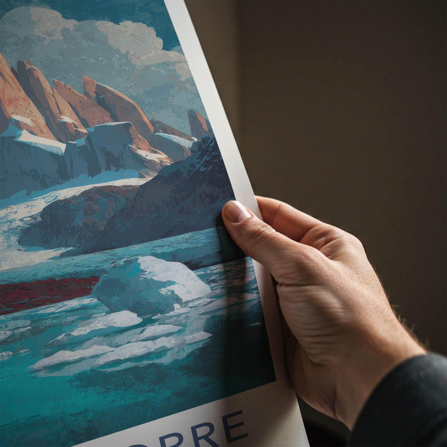 Laguna Torre Poster - Argentina Travel Art - Icy Lake Peaks Home Decor
