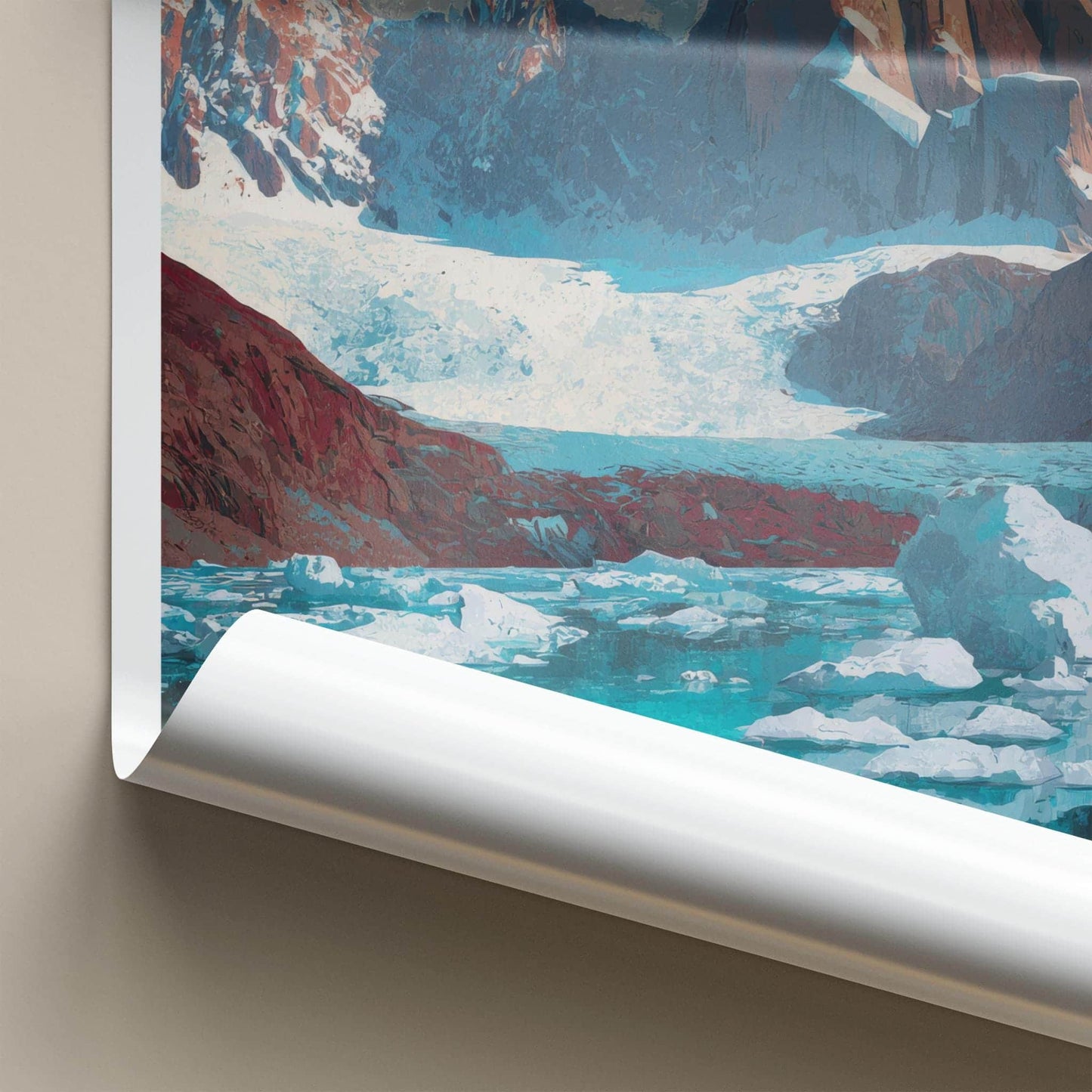 Laguna Torre Poster - Argentina Travel Art - Icy Lake Peaks Home Decor