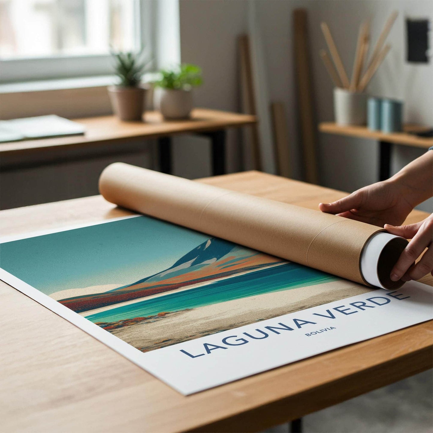 Laguna Verde Poster - Bolivia Travel Art - Turquoise Lake Mountain Gallery Art