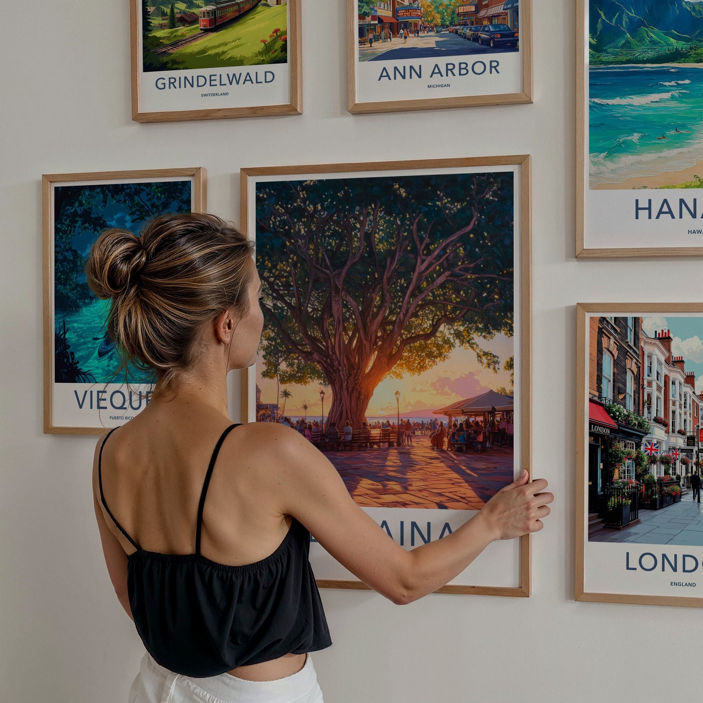 Lahaina Poster - Hawaii Travel Art - Banyan Tree Sunset Home Decor