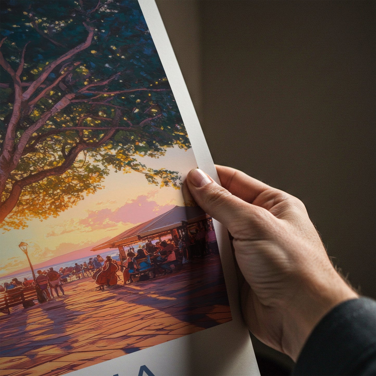 Lahaina Poster - Hawaii Travel Art - Banyan Tree Sunset Home Decor