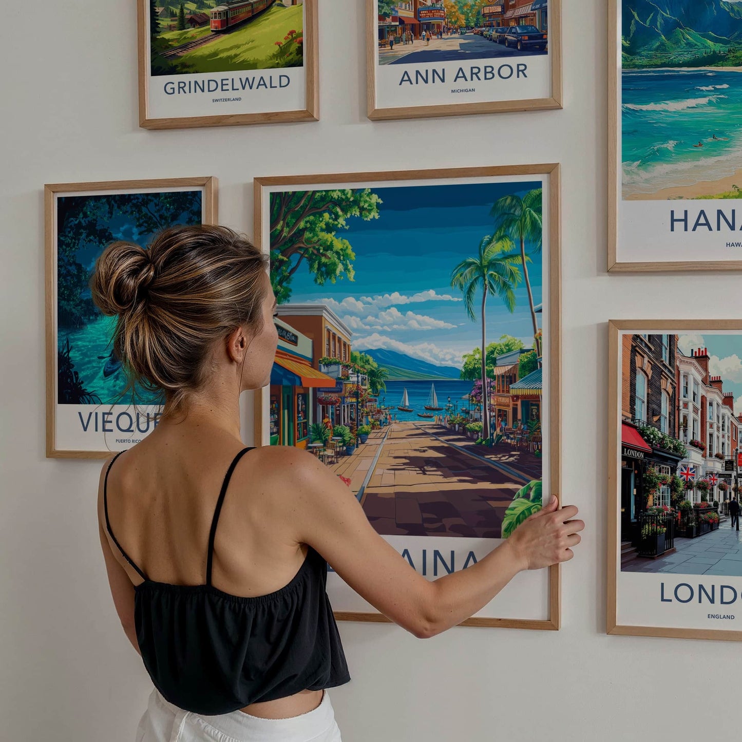 Lahaina Poster - Hawaii Travel Art - Coastal Town View Wall Decor