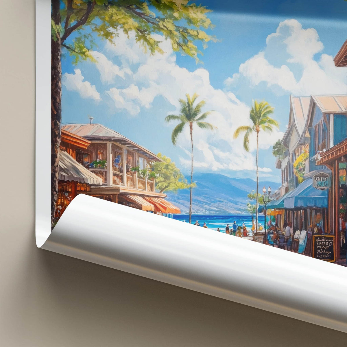 Lahaina Poster - Hawaii Travel Art - Lively Beachfront Shops Home Decor