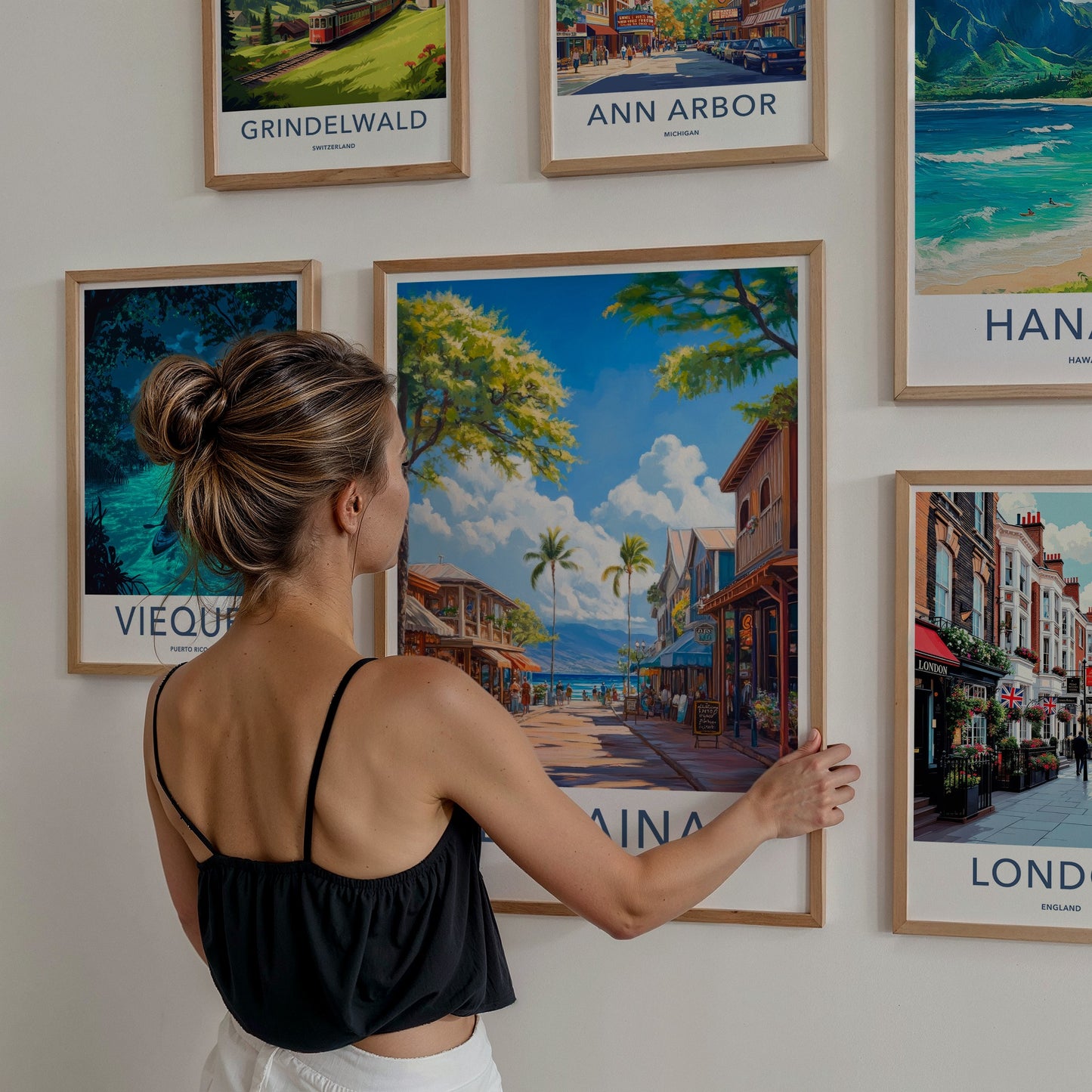 Lahaina Poster - Hawaii Travel Art - Lively Beachfront Shops Home Decor