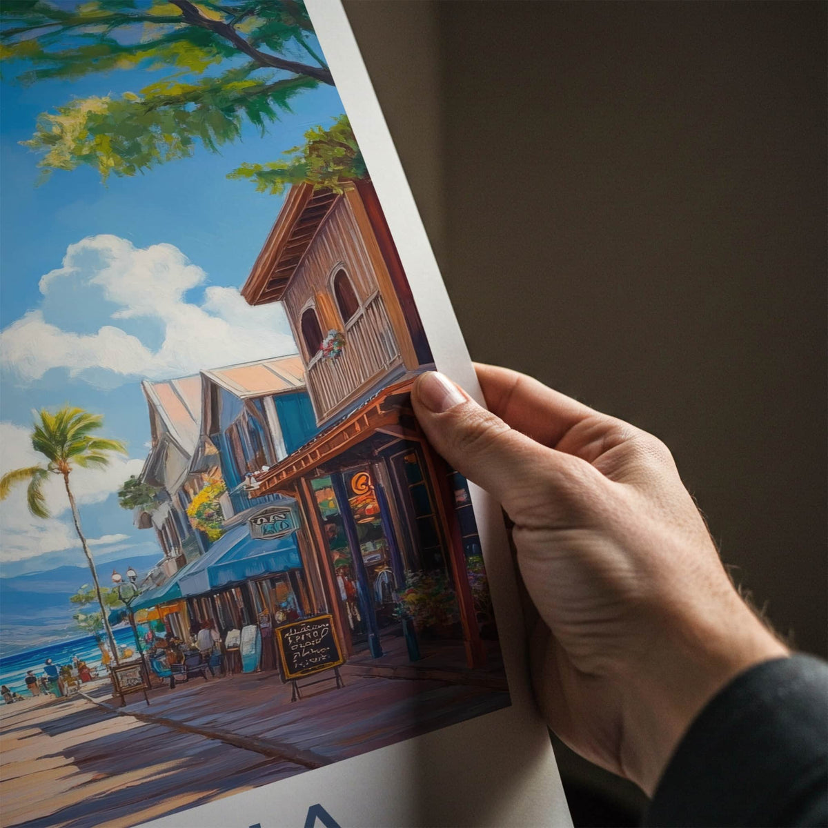 Lahaina Poster - Hawaii Travel Art - Lively Beachfront Shops Home Decor