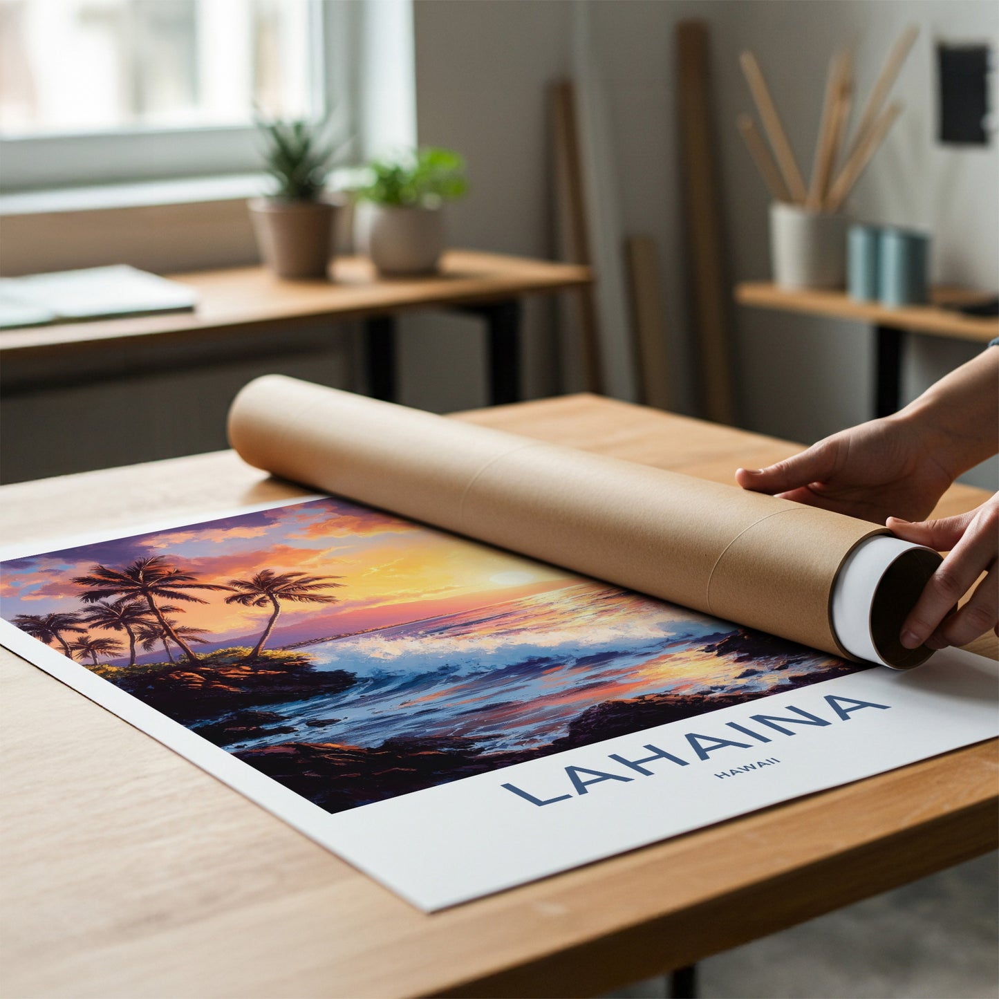 Lahaina Poster - Hawaii Travel Art - Tropical Ocean Sunset Wall Decor