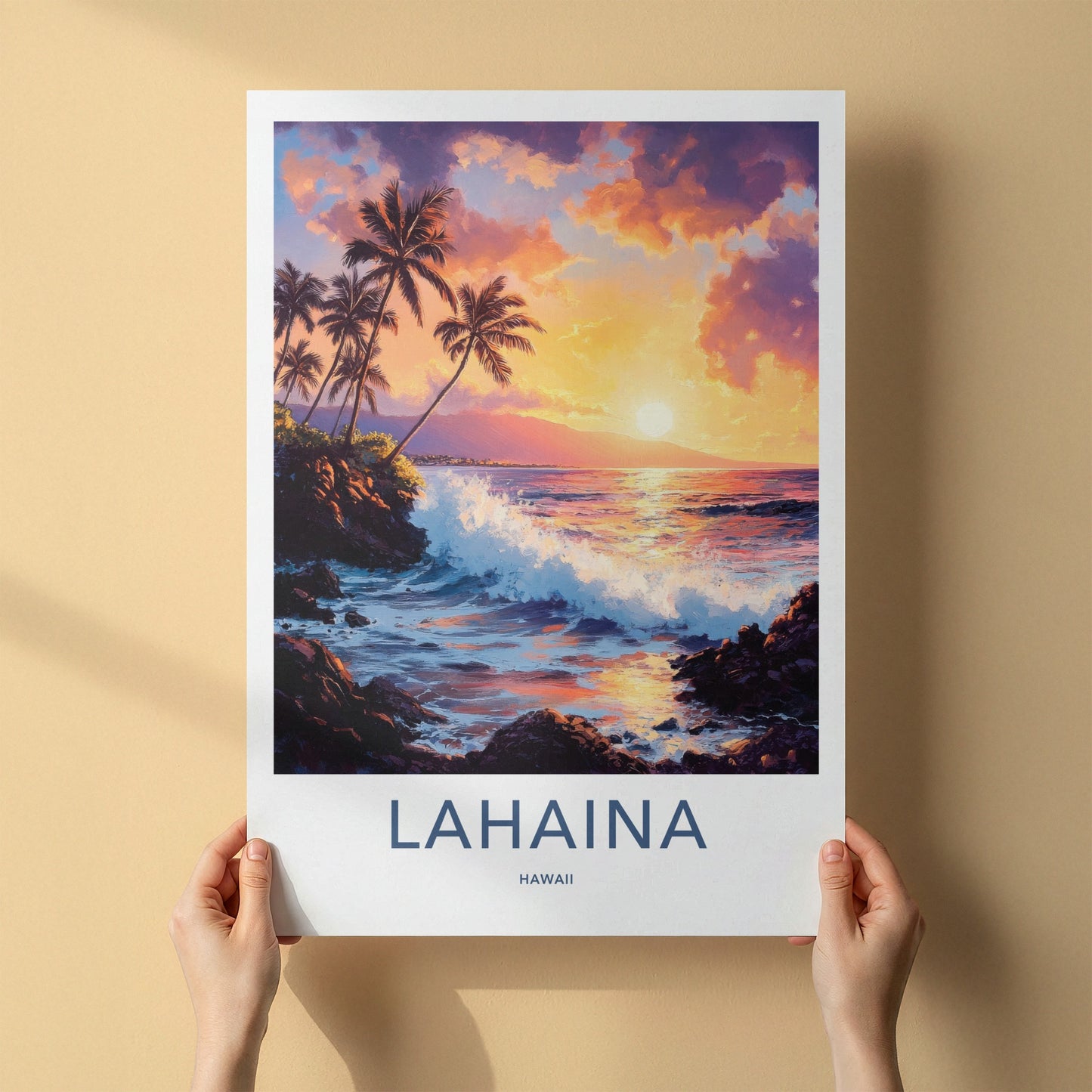 Lahaina Poster - Hawaii Travel Art - Tropical Ocean Sunset Wall Decor