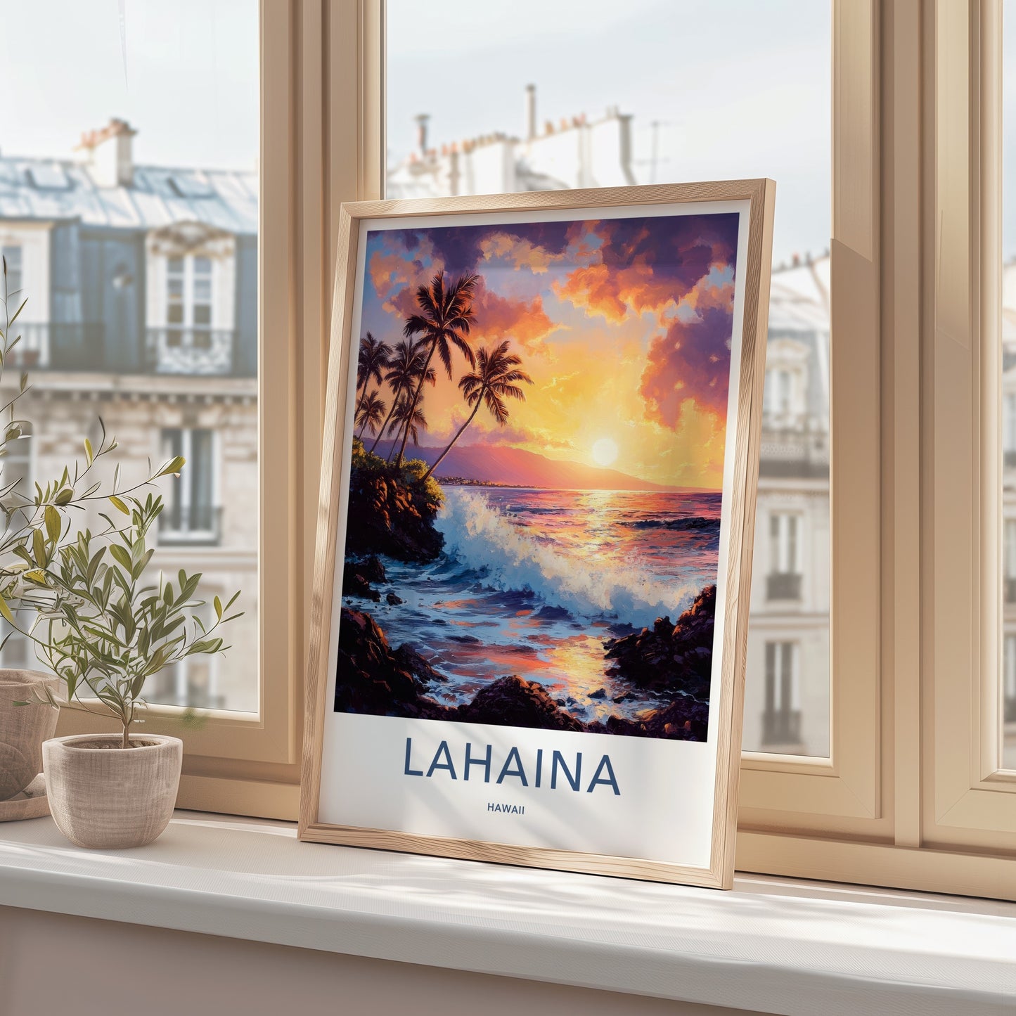 Lahaina Poster - Hawaii Travel Art - Tropical Ocean Sunset Wall Decor